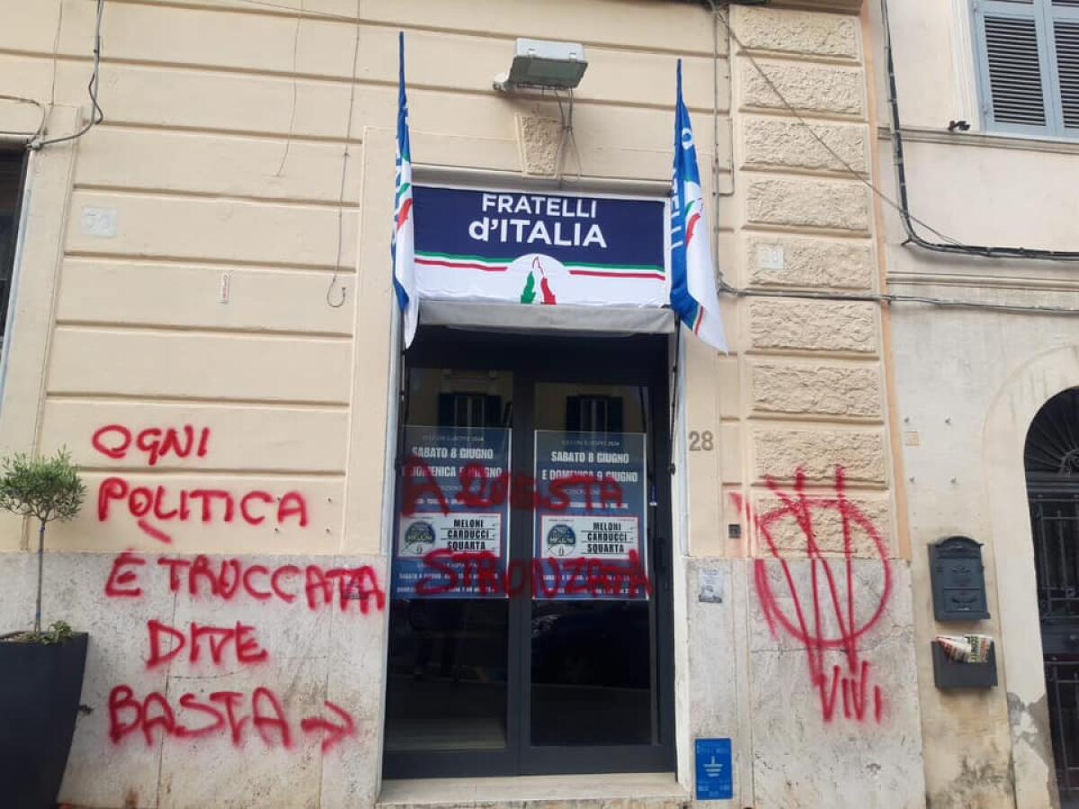 Vandalizzata a Genzano la sede del circolo di Fratelli d’Italia e Gioventù Nazionale. - 