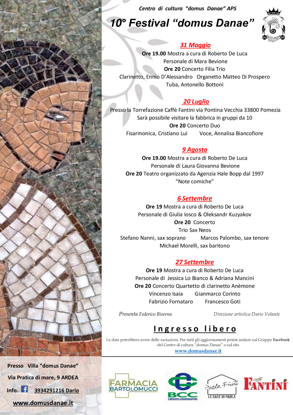 ARDEA - Decimo Festival “Domus Danae”: questa sera il concerto del Filia Trio e la mostra di Mara Bevione. - 