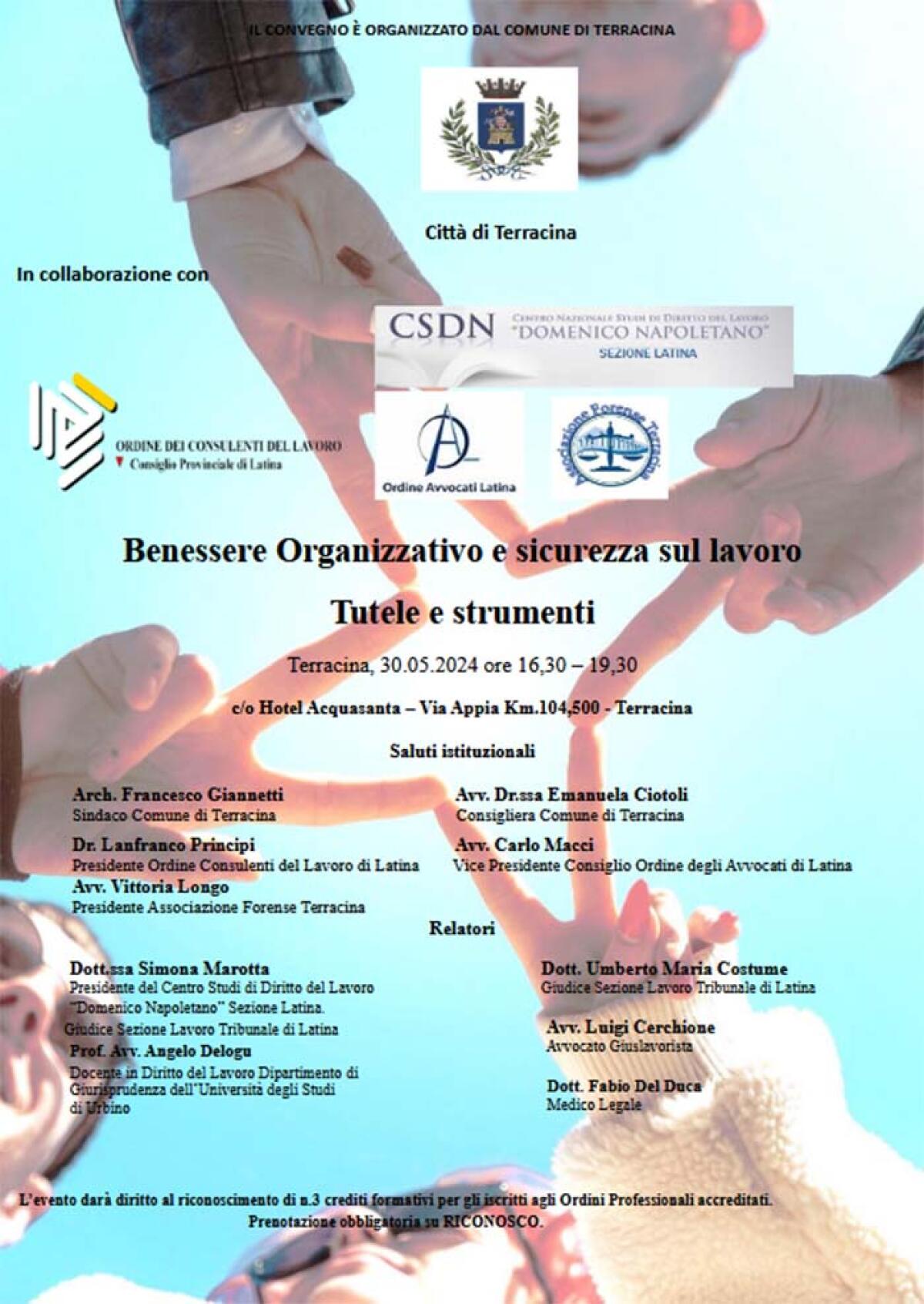 Sicurezza nei luoghi di lavoro: questo giovedì un convegno organizzato dal Comune di Terracina. - 