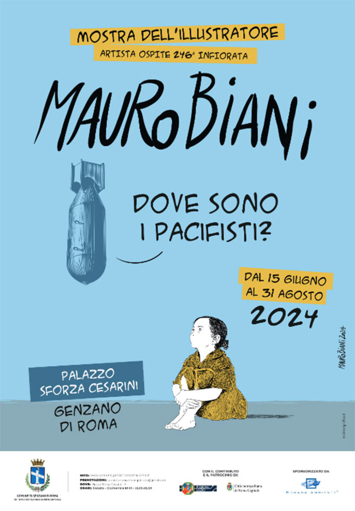 L’illustratore e vignettista Mauro Biani a Genzano ospite della tradizionale Infiorata,  con una mostra dedicata alla pace. - 