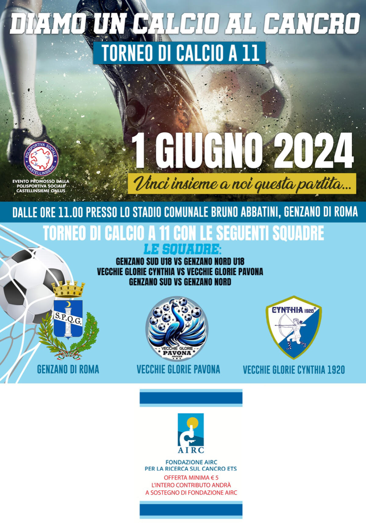 Diamo un calcio al cancro: a Genzano una giornata di sport per sostenere la ricerca - 