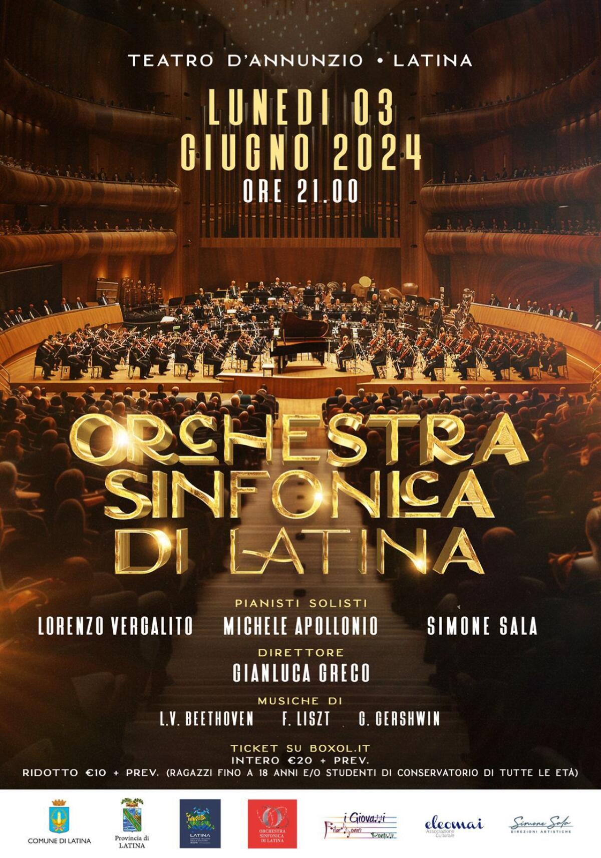 Stasera al Teatro D’Annunzio il Concerto dell’Orchestra Sinfonica  di Latina diretta dal Maestro Gianluca Greco. - 