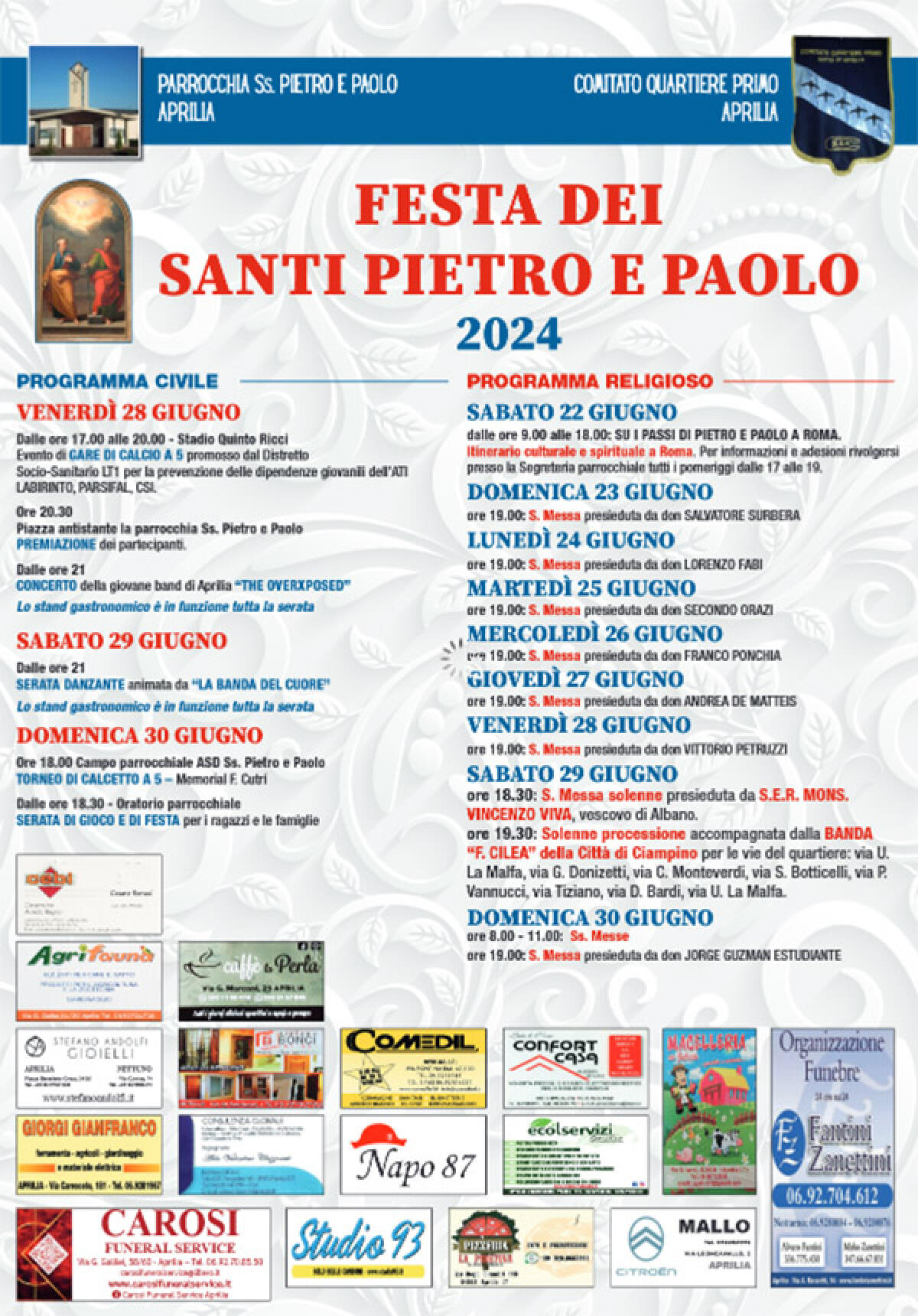 Questo fine settimana al quartiere Primo di Aprilia la festa in onore dei Santi Pietro e Paolo. - 