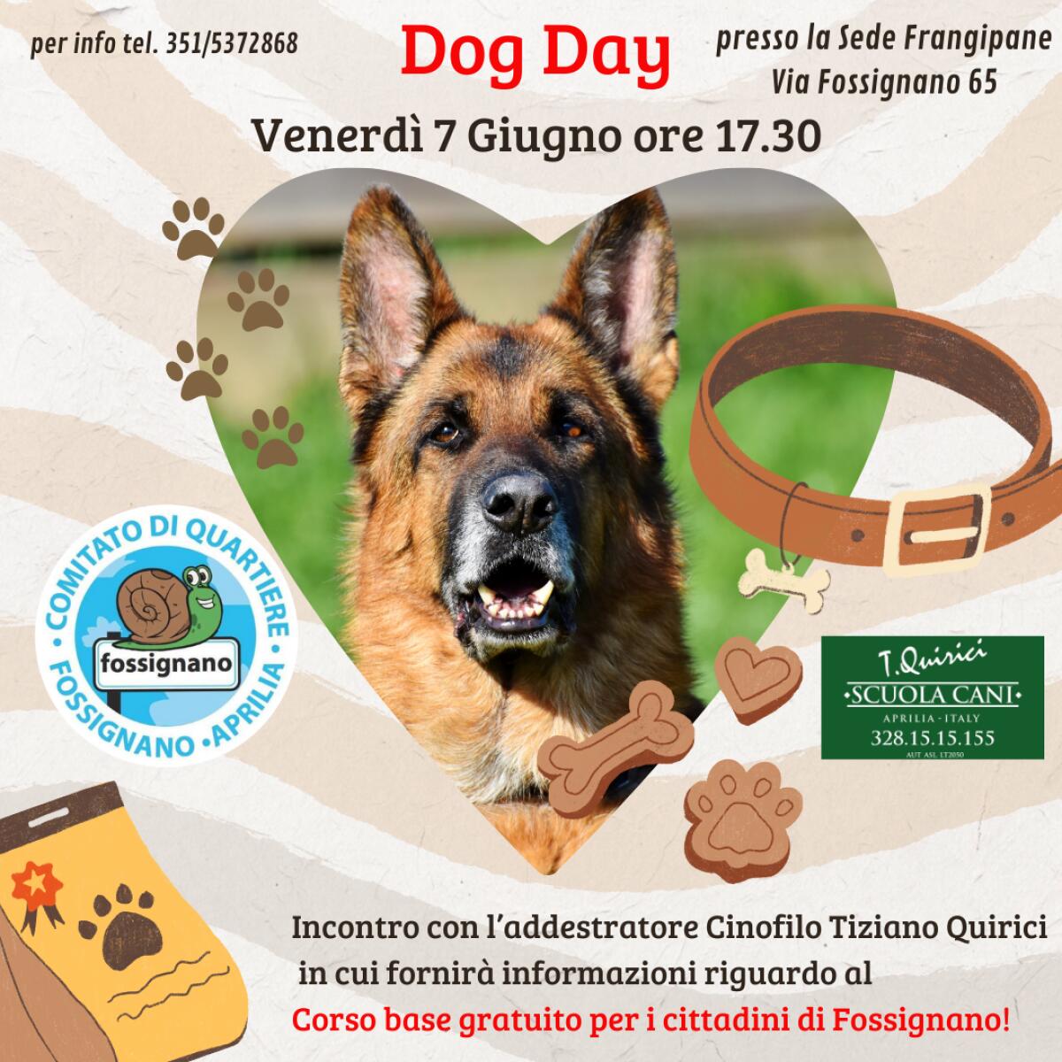 “Dog Day” questo venerdì 7 giugno al quartiere Fossignano di Aprilia. - 