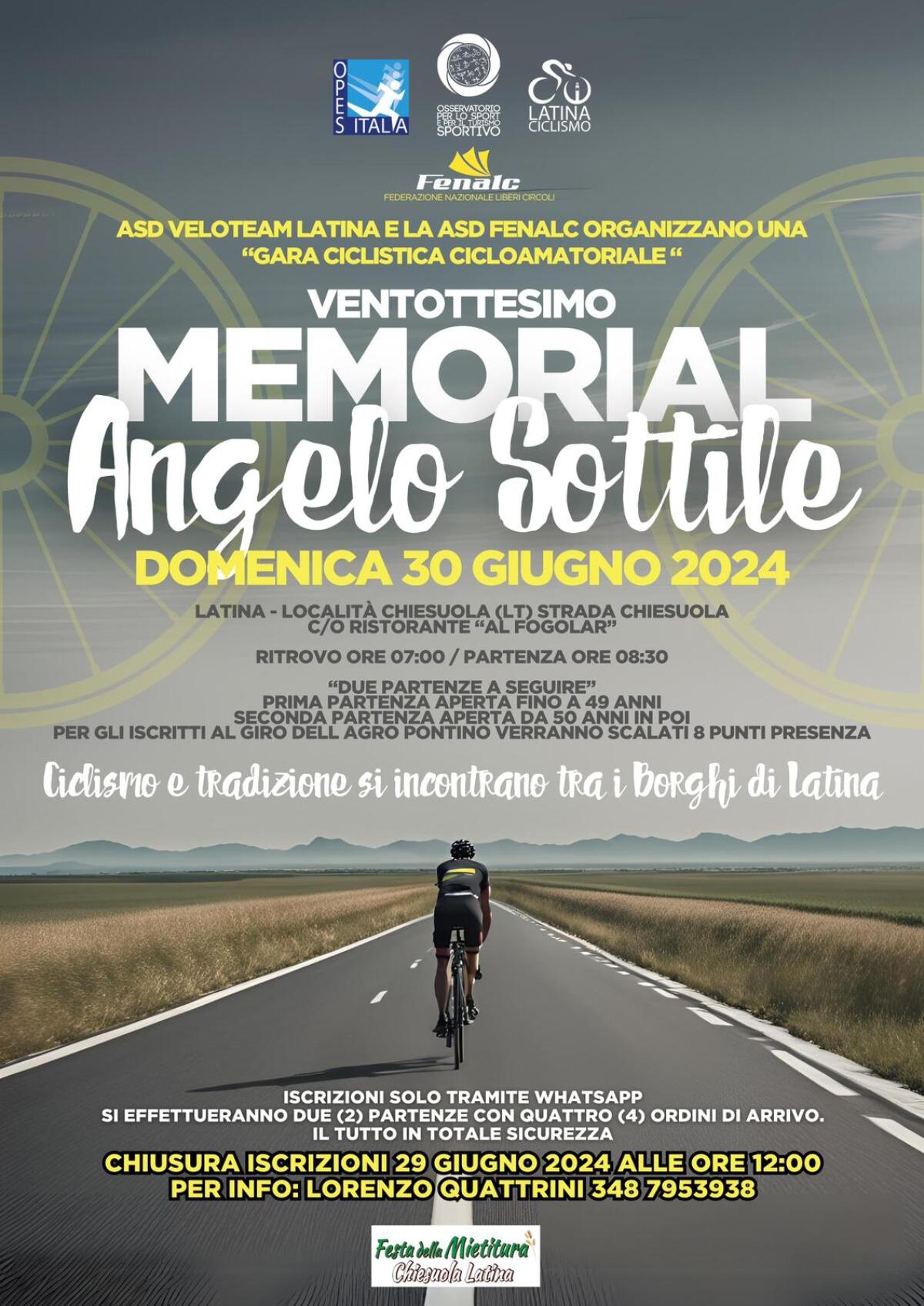 Sport e tradizione su due ruote, alla Chiesuola a Latina questa domenica torna il “Memorial Angelo Sottile”. - 