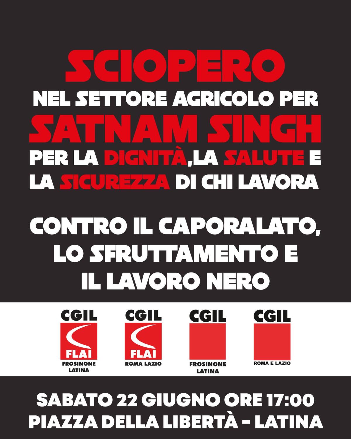 Morte di Satnam Singh, la Cgil proclama lo sciopero sabato 22 giugno: "Una manifestazione per chiedere dignità" - 
