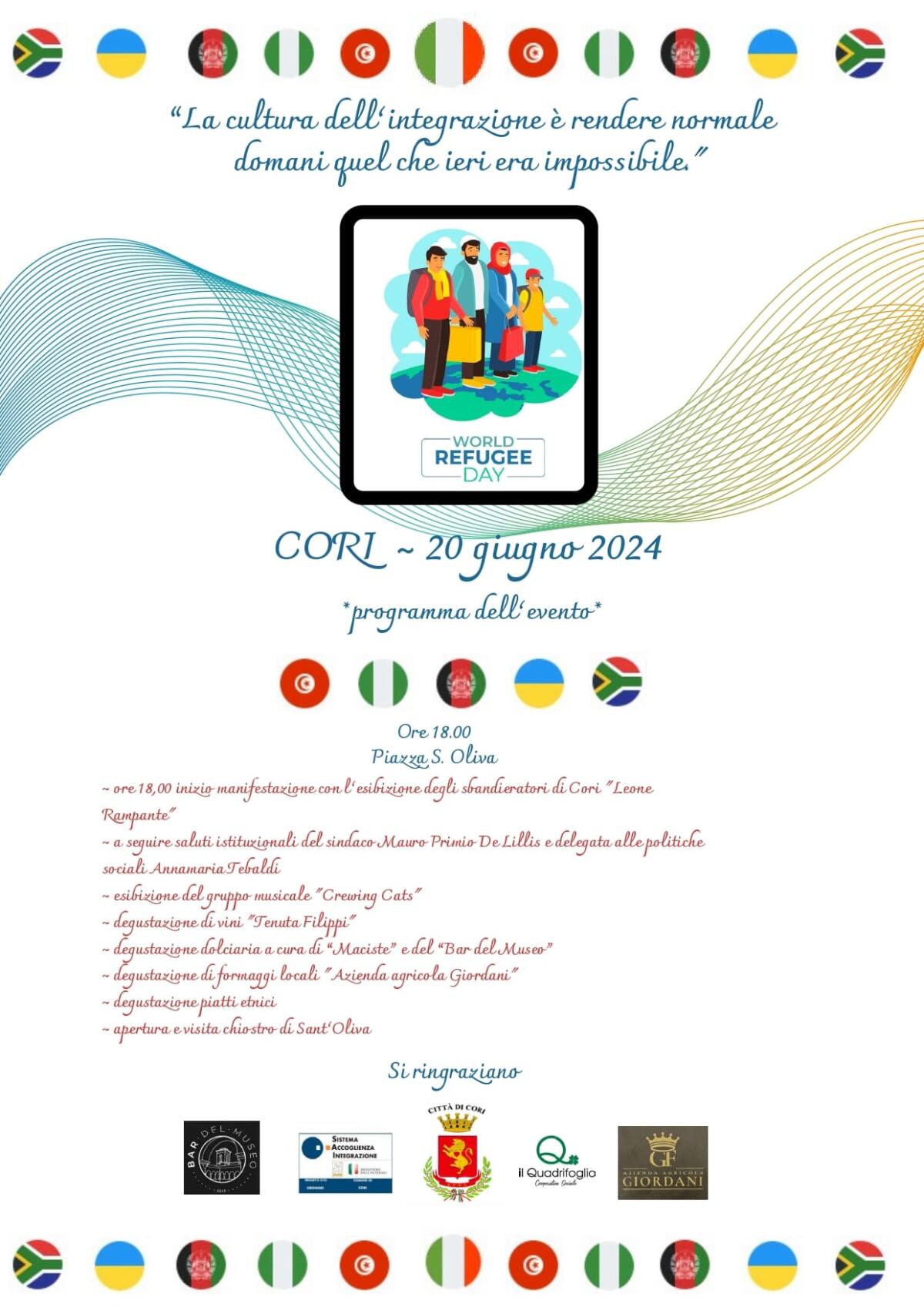 Giornata Mondiale del Rifugiato, la città di Cori la celebra in piazza Sant'Oliva - 