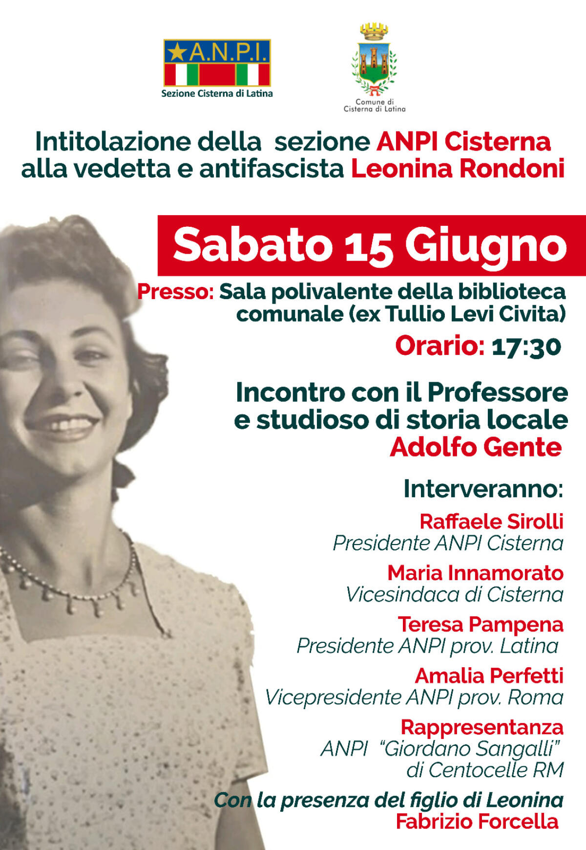 La sezione ANPI Cisterna intitolata alla “piccola vedetta partigiana” Leonina Rondoni - 