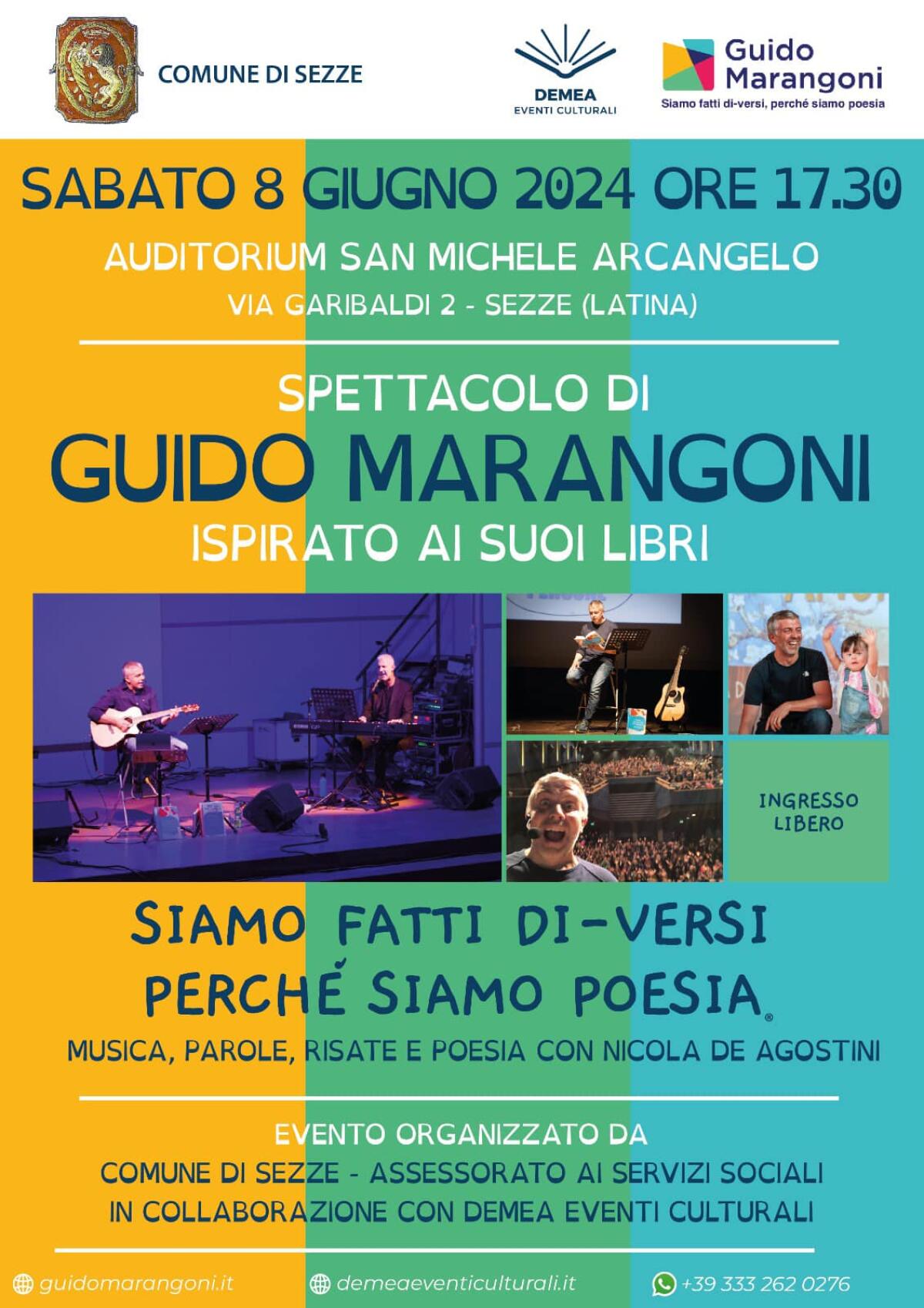 Questo sabato a Sezze lo spettacolo di Guido Marangoni “Siamo fatti di-versi perché siamo poesia”. - 