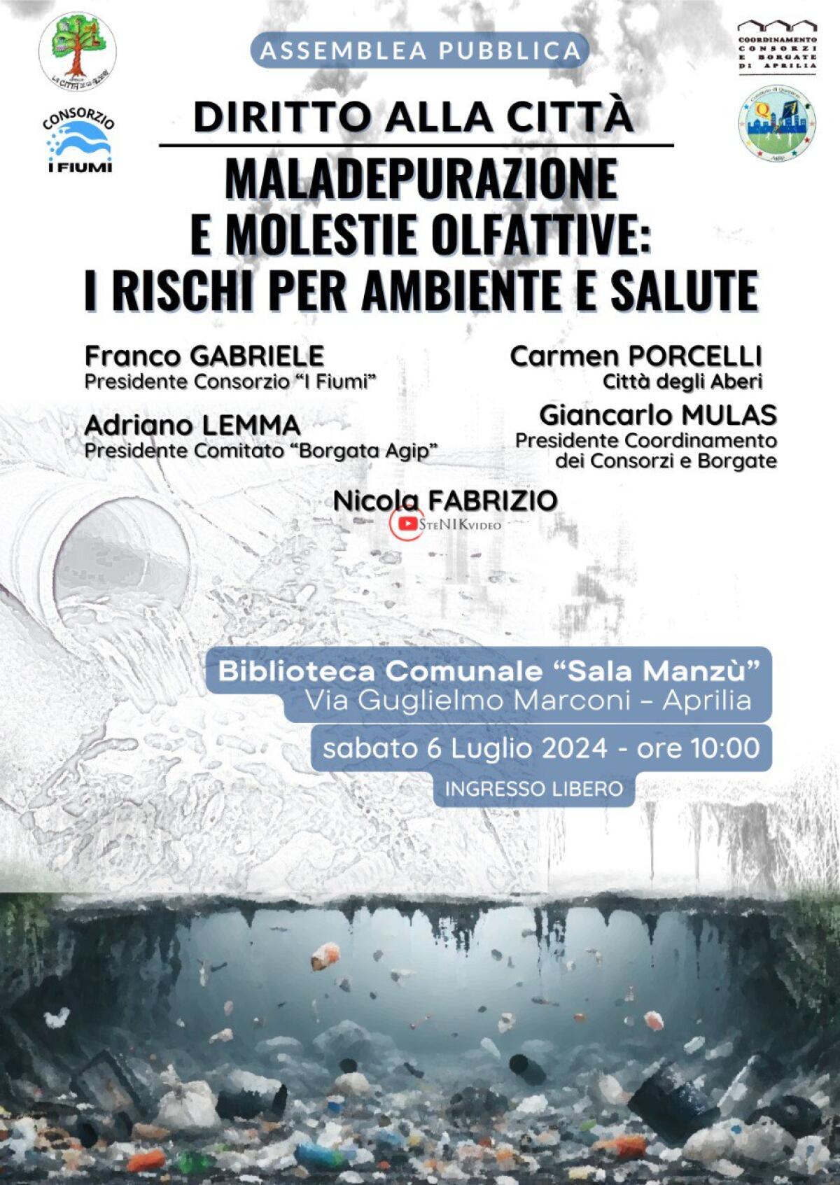 Maladepurazione e molestie olfattive: assemblea pubblica ad Aprilia - 