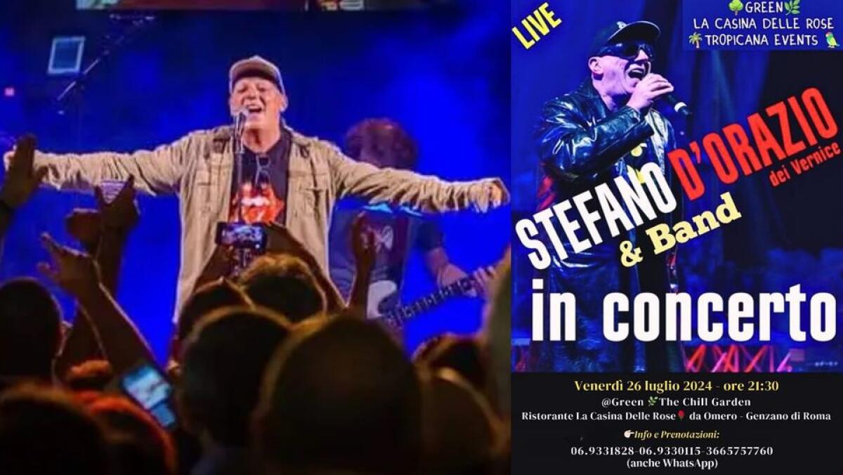 Stefano D'Orazio, ex frontman dei Vernice, questo venerdì sera in concerto a Genzano. - 