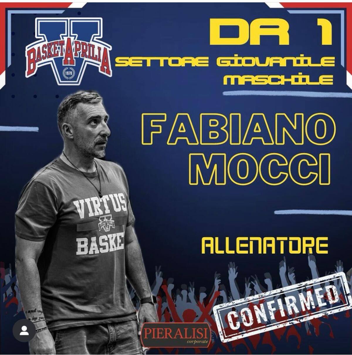Fabiano Mocci confermato allenatore della Virtus Basket Aprilia per il settore giovanile maschile e DR1. - 