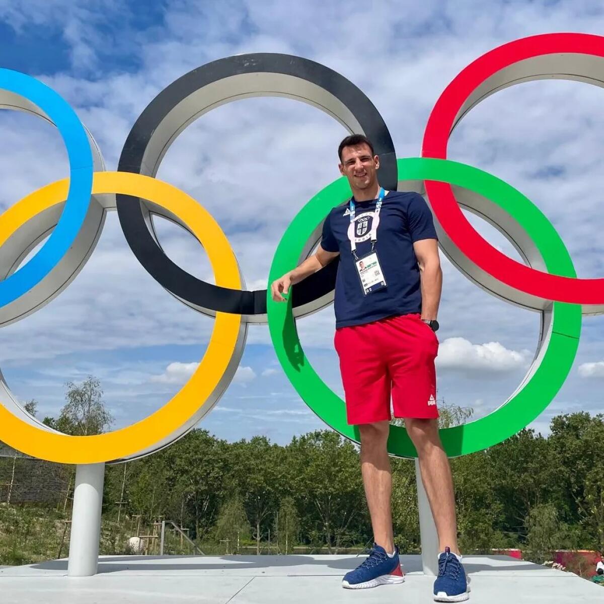 Il centrale serbo Aleksandar Nedeljkovic del Cisterna Volley alle Olimpiadi di Parigi con la sua nazionale. - 