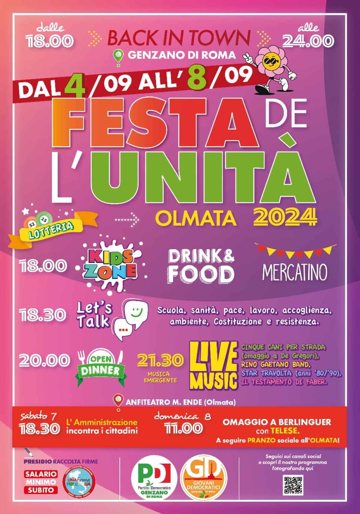 Festa de L’Unità a Genzano da mercoledì 4 a domenica 8 settembre - 