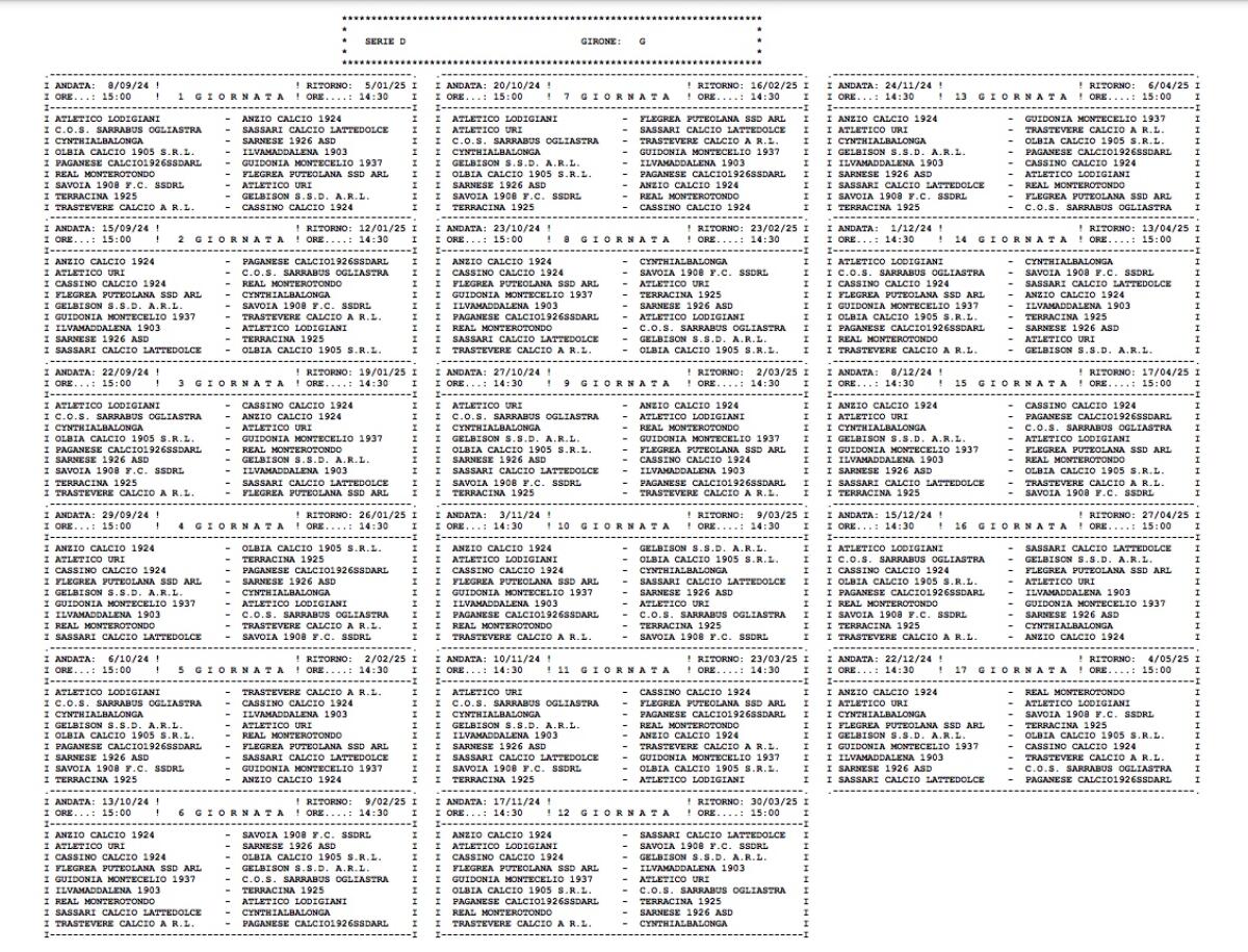 Serie D - Ufficializzato il calendario, si inizia l'8 settembre. Le squadre del girono G - 