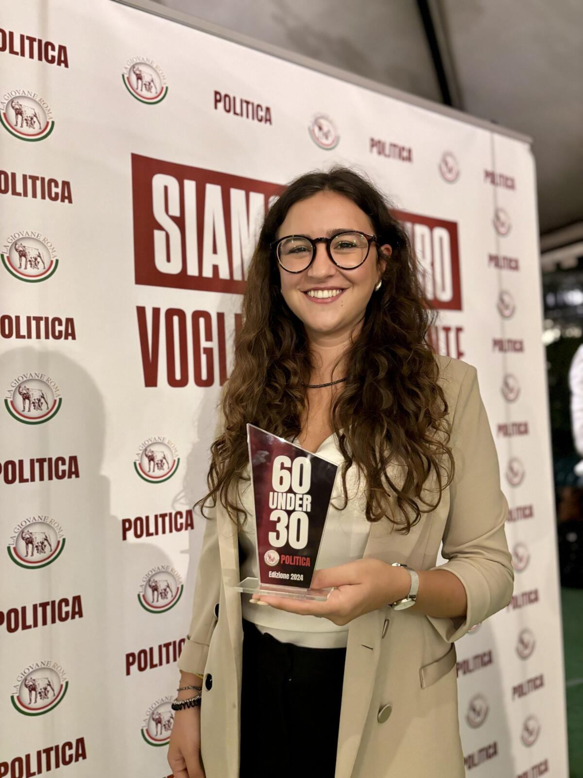 Valeria Campagna premiata a Roma, è "tra i sessanta under 30 che stanno cambiando la politica in Italia" - 