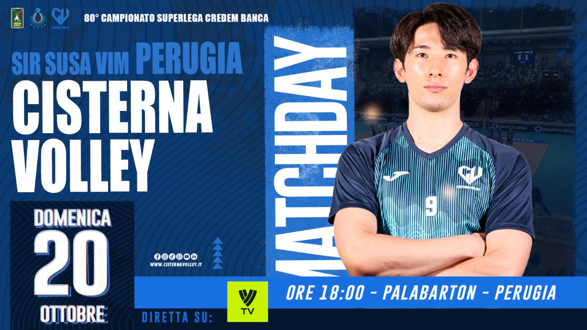 Pallavolo di Superlega: il Cisterna Volley domenica sfida i campioni d’Italia del Perugia. - 