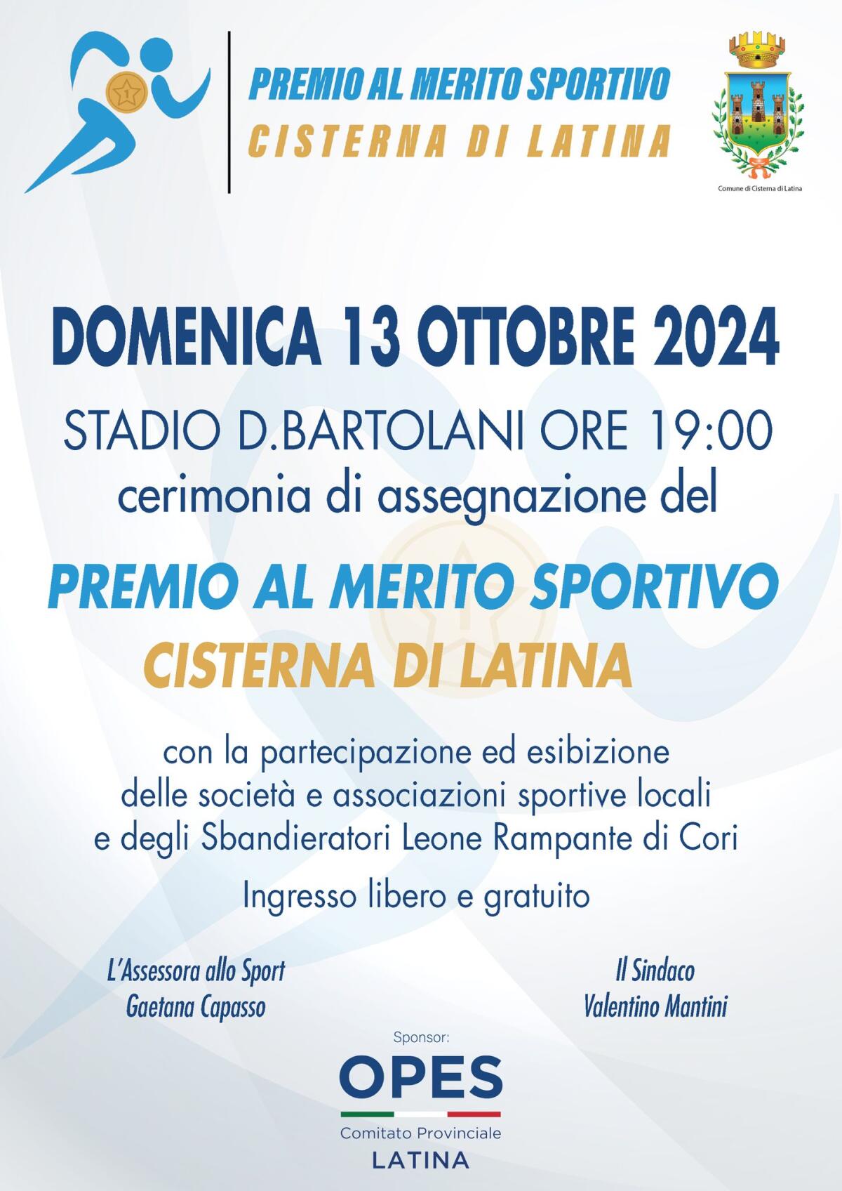 Al “Bartolani” di Cisterna domenica 13 ottobre il “Premio al Merito Sportivo”. - 