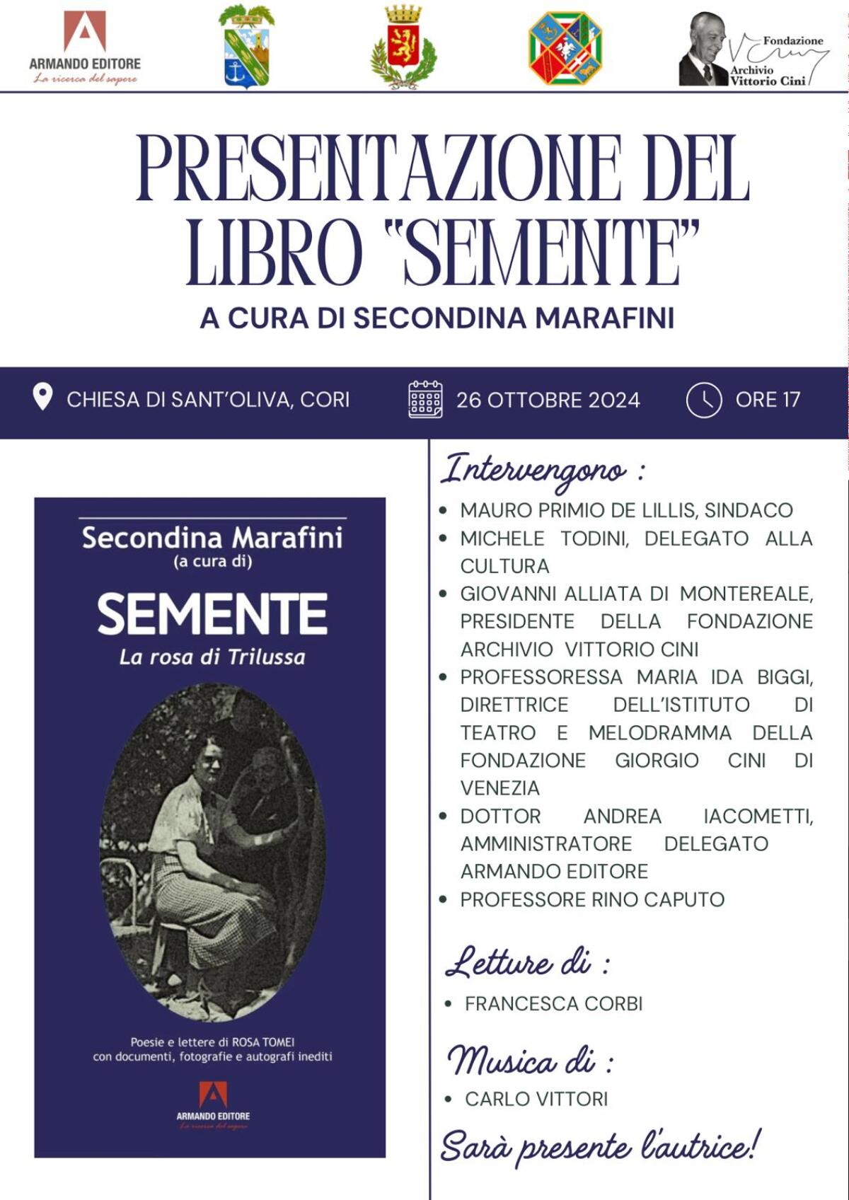 A Cori la presentazione del nuovo libro di Secondina Marafini, poetessa formata da Trilussa - 