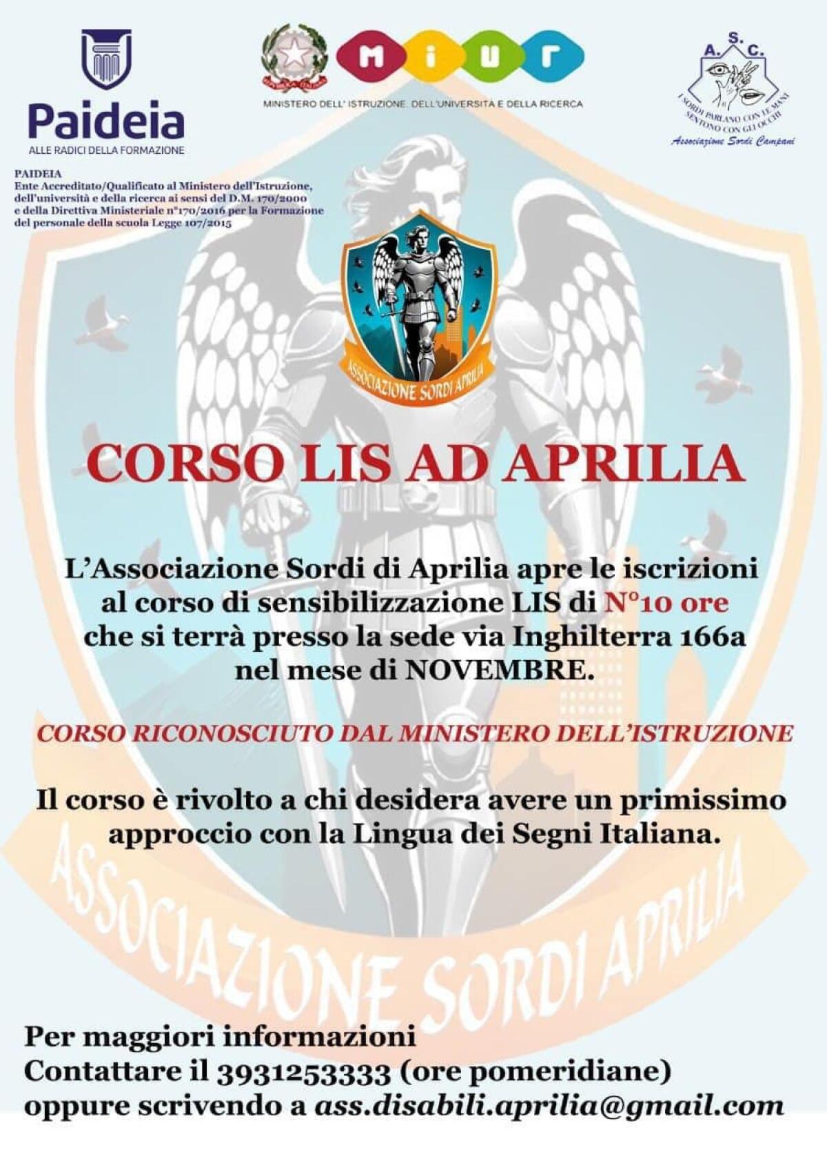 Il 16 e 17 Novembre ad Aprilia un corso Lis, per imparare la lingua dei segni italiana. Iscrizioni entro oggi. - 