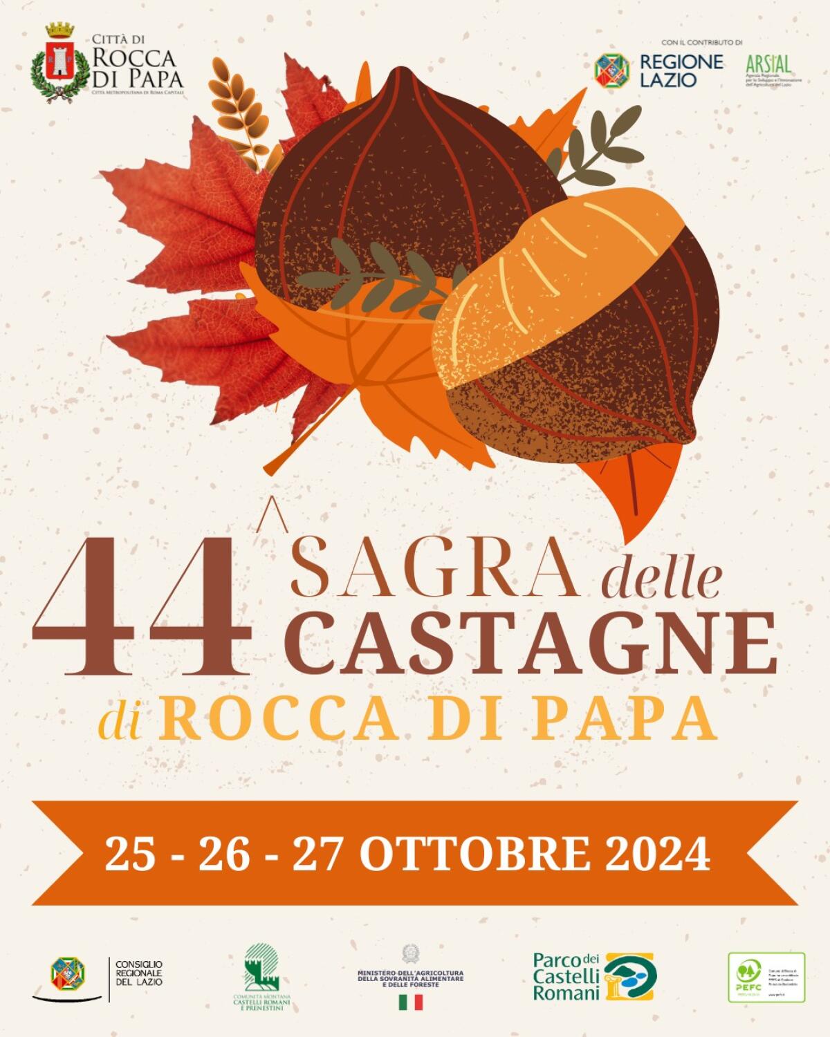 Rinviata la 44esima edizione della Sagra delle Castagne a Rocca di Papa. Si svolgerà dal 25 al 27 Ottobre. - 