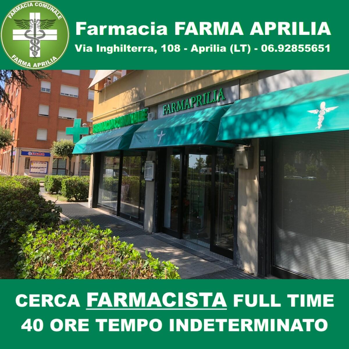 La farmacia "Farma Aprilia" di via Inghilterra cerca un farmacista. Ultime ore per partecipare al bando. - 