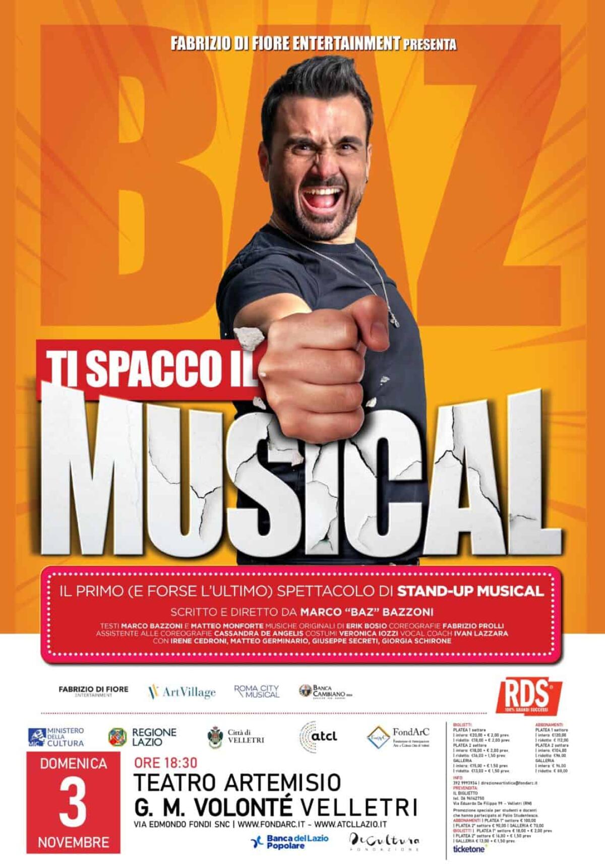 Al via la prosa al Teatro Volontè di Velletri: si inizia con lo stand-up musical - 