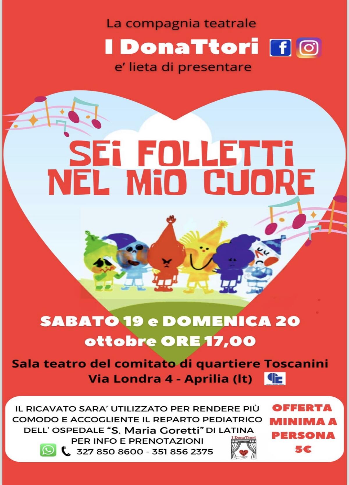 Ad Aprilia in scena i  “DonaTtori” per raccogliere fondi per il reparto Pediatrico del Goretti di Latina - 