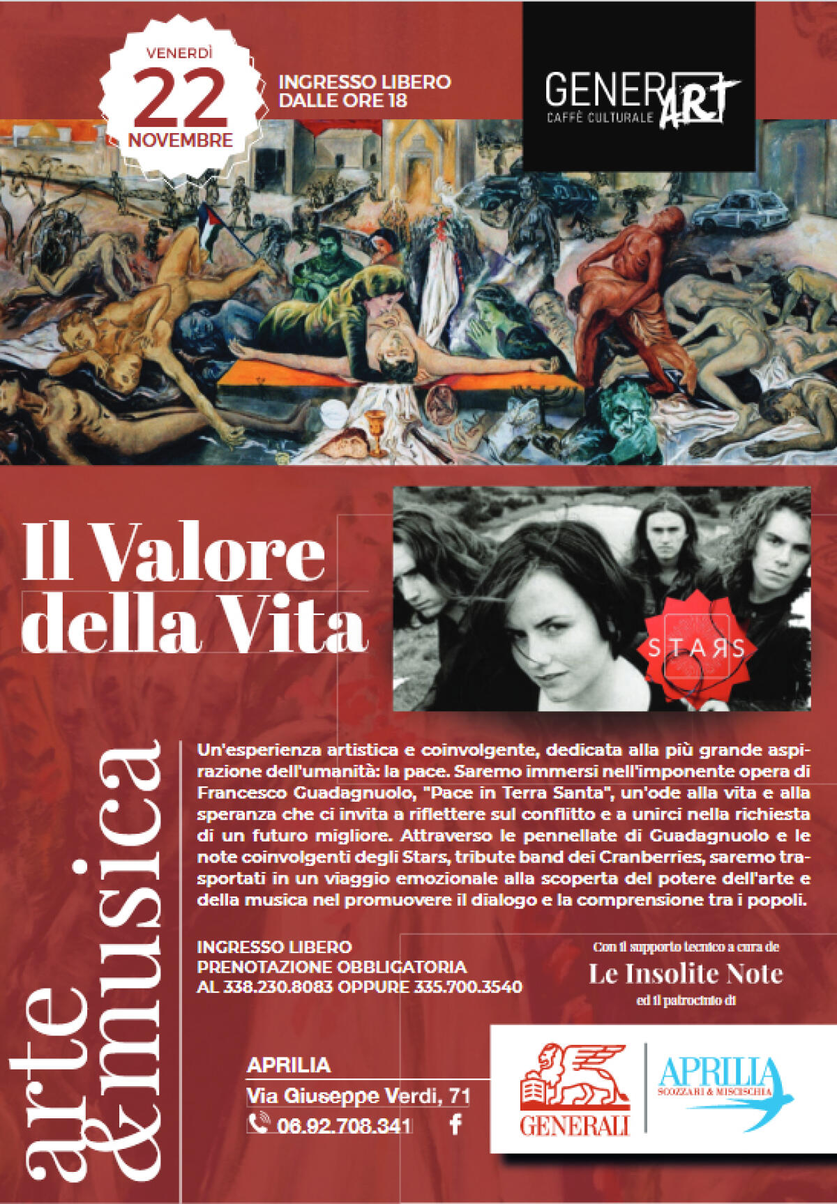 Aprilia - GenerArt, l'arte di Guadagnuolo e la musica degli Stars per celebrare il "Valore della vita" - 