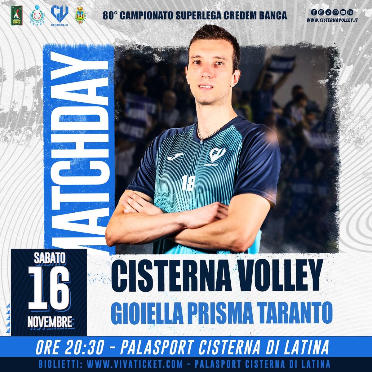 Superlega: sfida casalinga per il Cisterna Volley, sabato arriva la Gioiella Prisma Taranto. - 