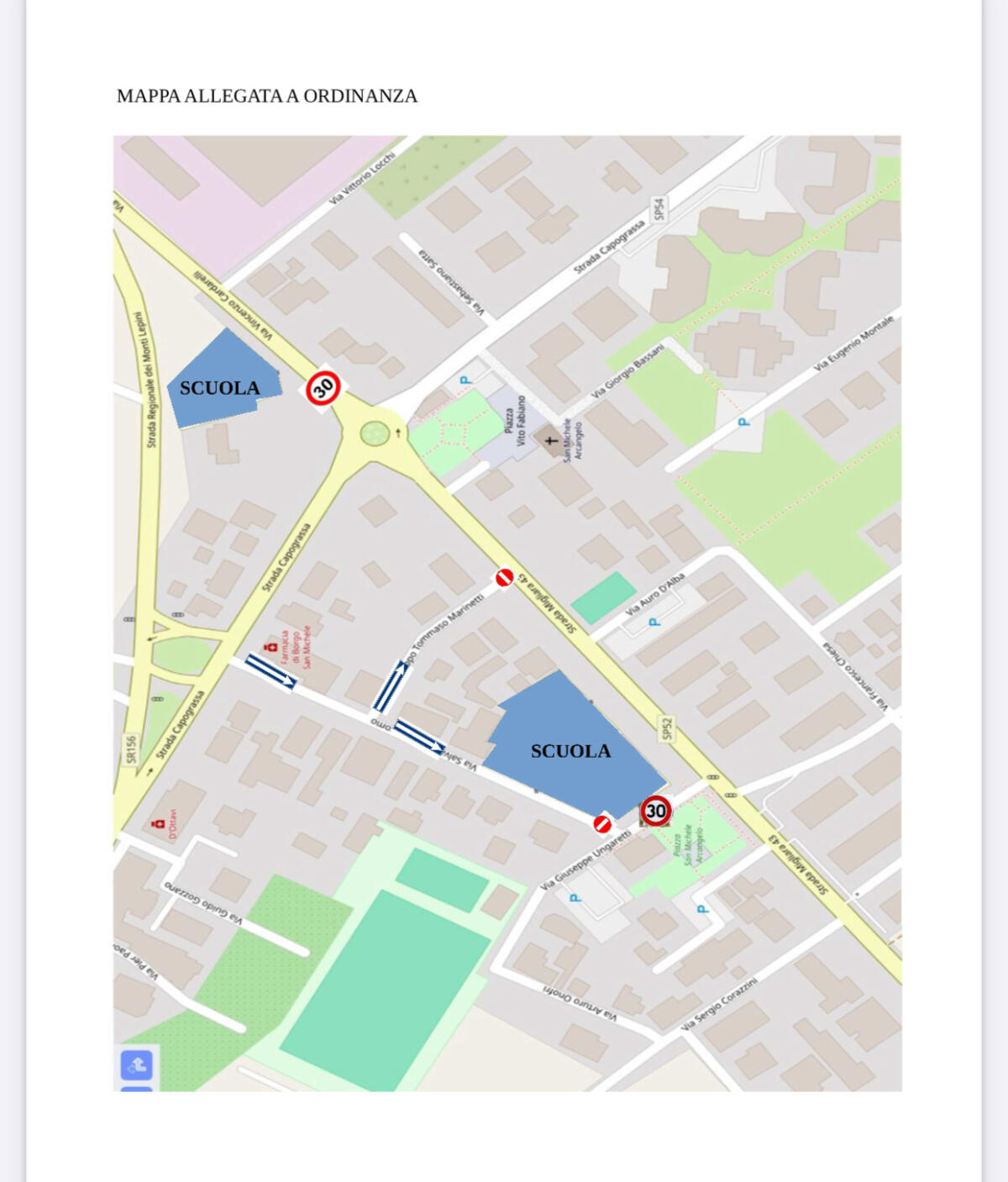 Borgo San Michele, istituita la “Zona 30” nei pressi degli istituti scolastici - 