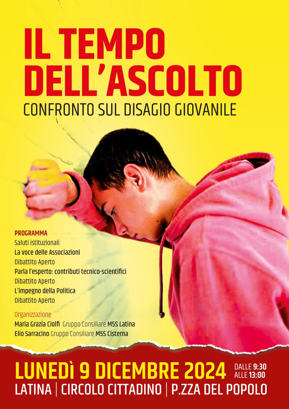 “Il Tempo dell’Ascolto – Confronto sul Disagio Giovanile”: il 9 Dicembre un convegno a Latina organizzato dal M5S. - 