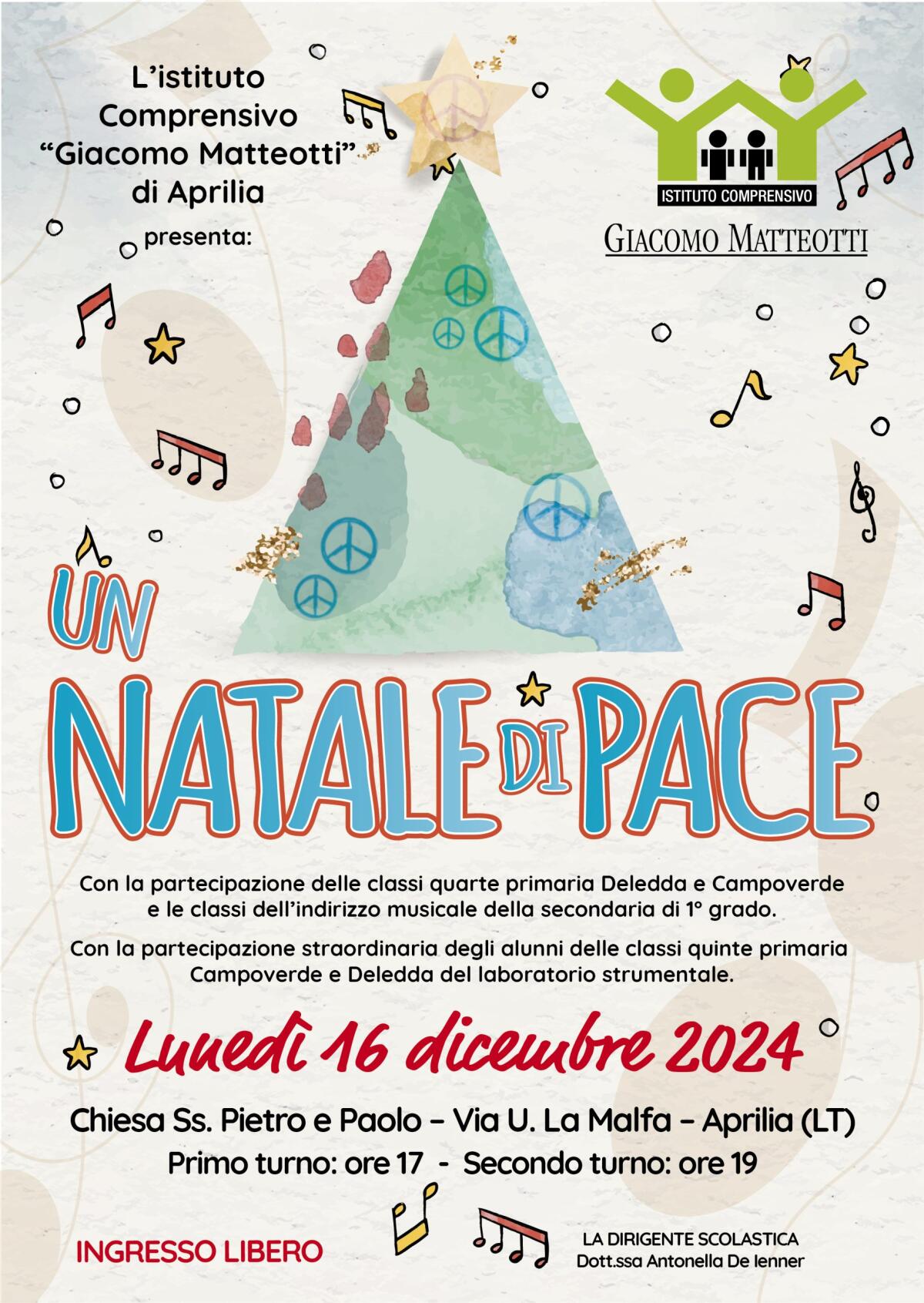“Un Natale di pace”: concerto natalizio dell'istituto “Matteotti” di Aprilia - 