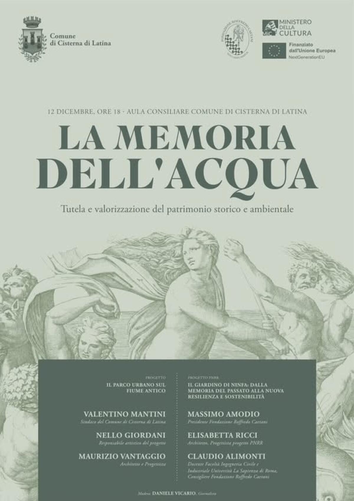 A Cisterna il convegno pubblico “La memoria dell’acqua: tutela e valorizzazione del patrimonio storico e ambientale”. - 