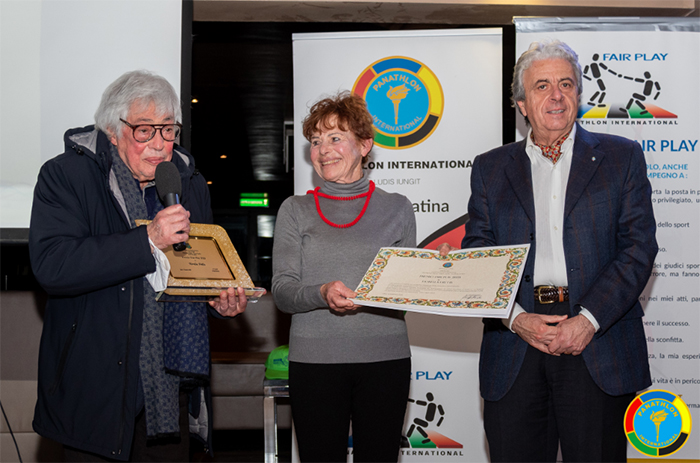 Premi Panathlon 2023 - da sx Massimo Zichi Fiorella Fretta e Giuseppe Bonifazi