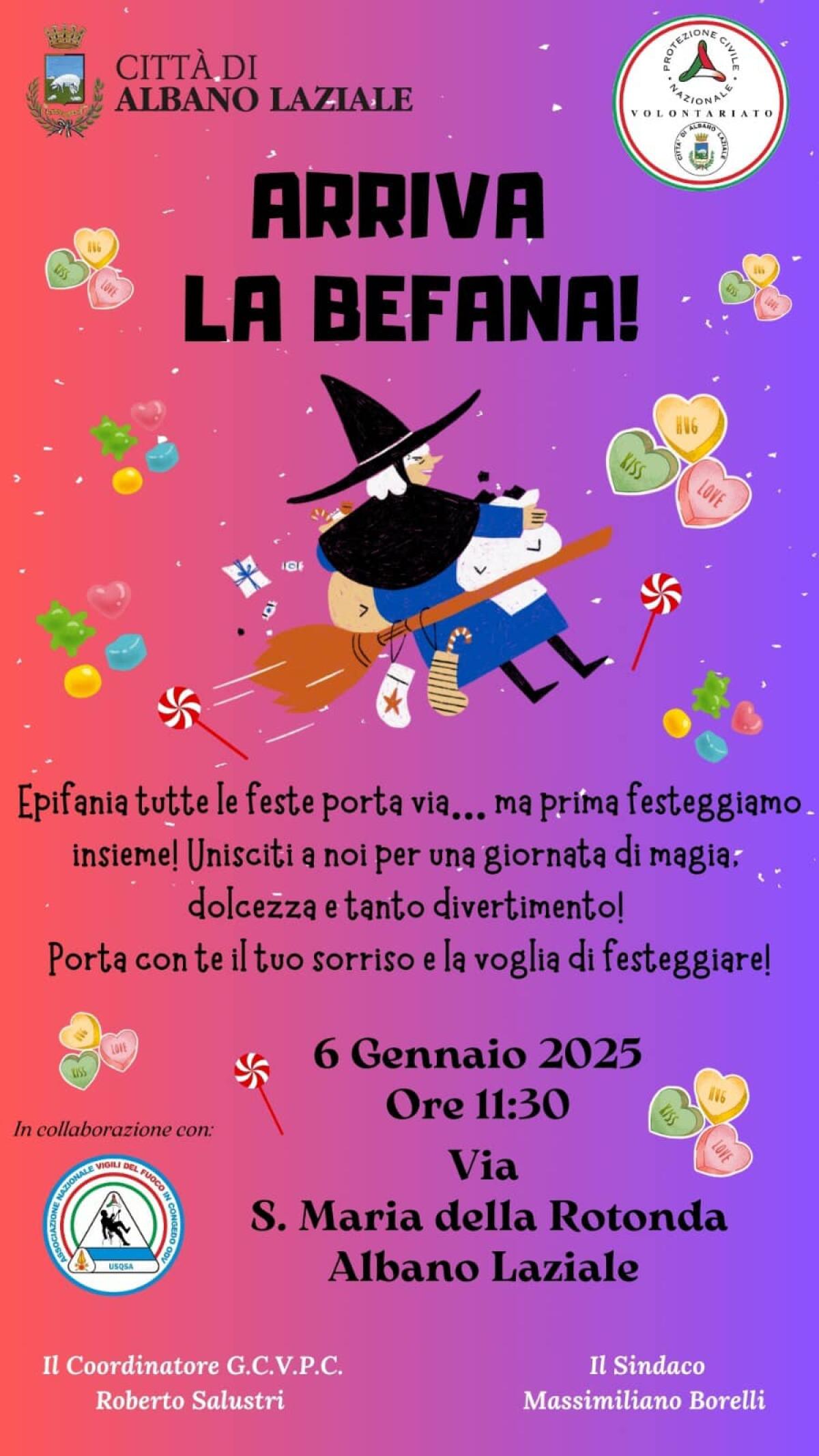 Lunedì 6 gennaio arriva la Befana anche ad Albano, Cecchina e Pavona. - 