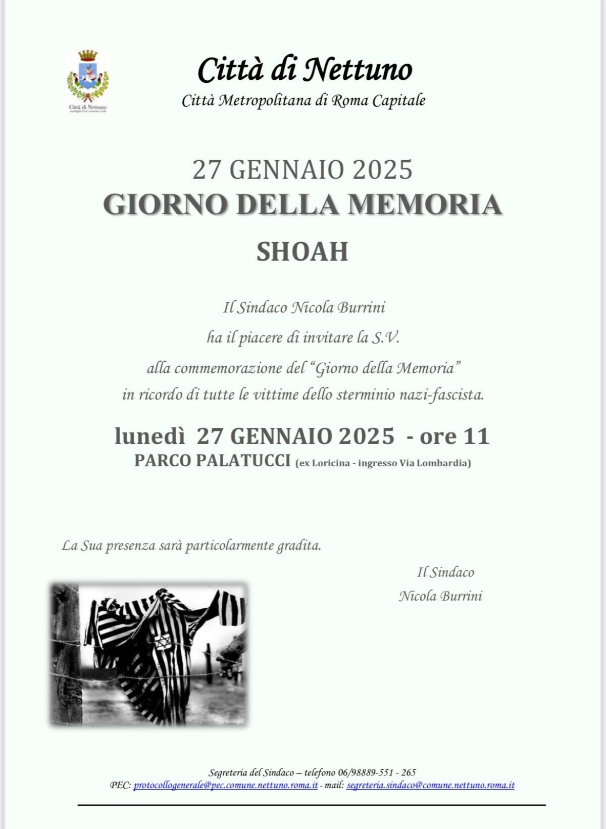 “Giorno della Memoria”: a Nettuno la commemorazione presso il Parco Palatucci. - 