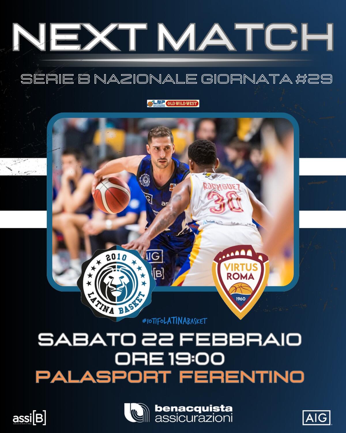 Basket B Nazionale: il Latina riceve la Virtus Roma 1960. - 