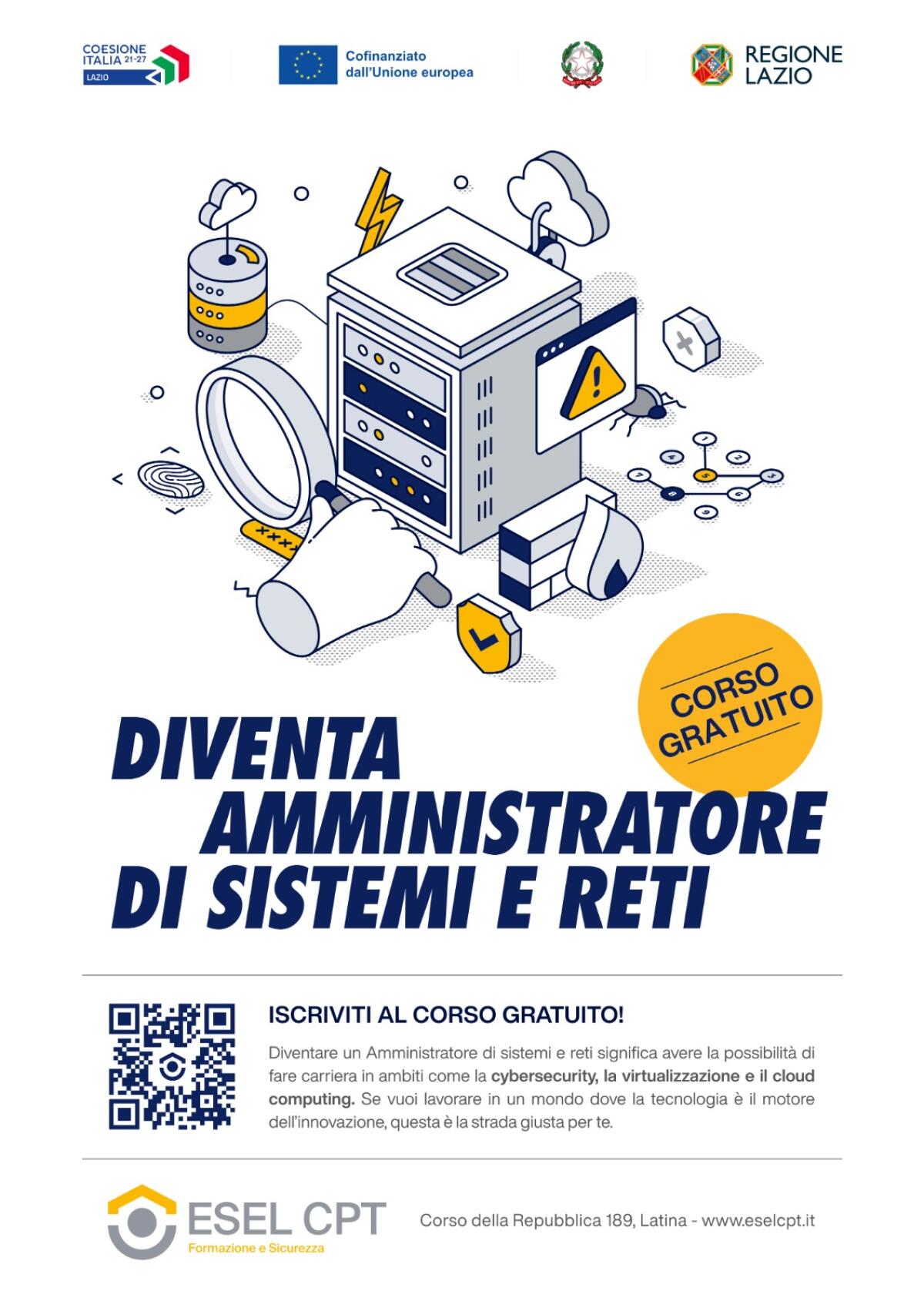 In scadenza le iscrizioni al corso gratuito di Amministratore di Sistemi e Reti organizzato da ESEL CPT di Latina - 