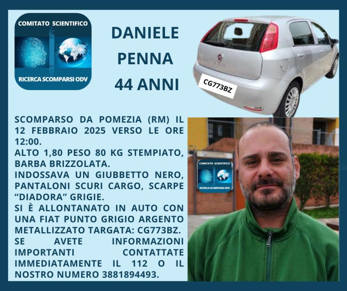 Scomparso da ore, a Pomezia si cerca il 44enne Daniele Perna - 