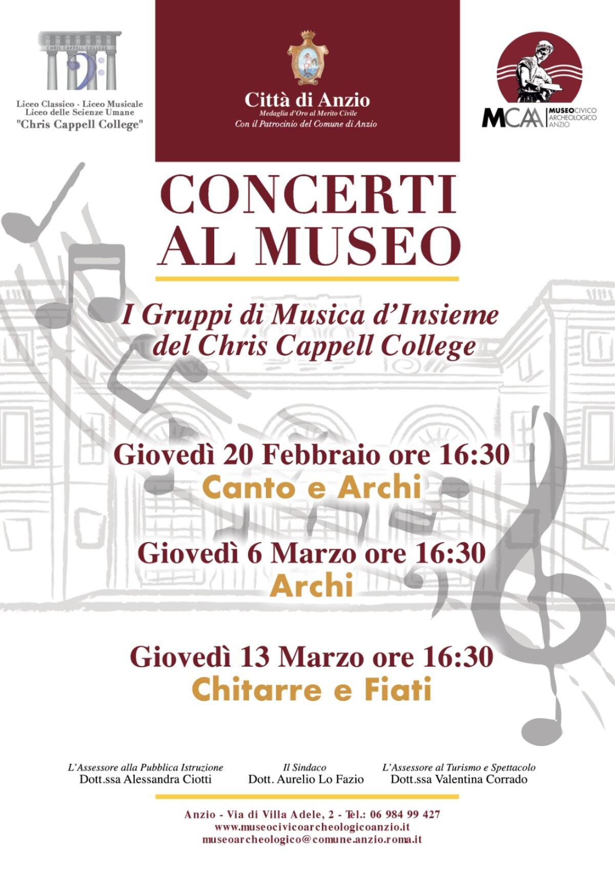 Tornano i “Concerti al Museo” degli studenti del Chris Cappell College di Anzio - 