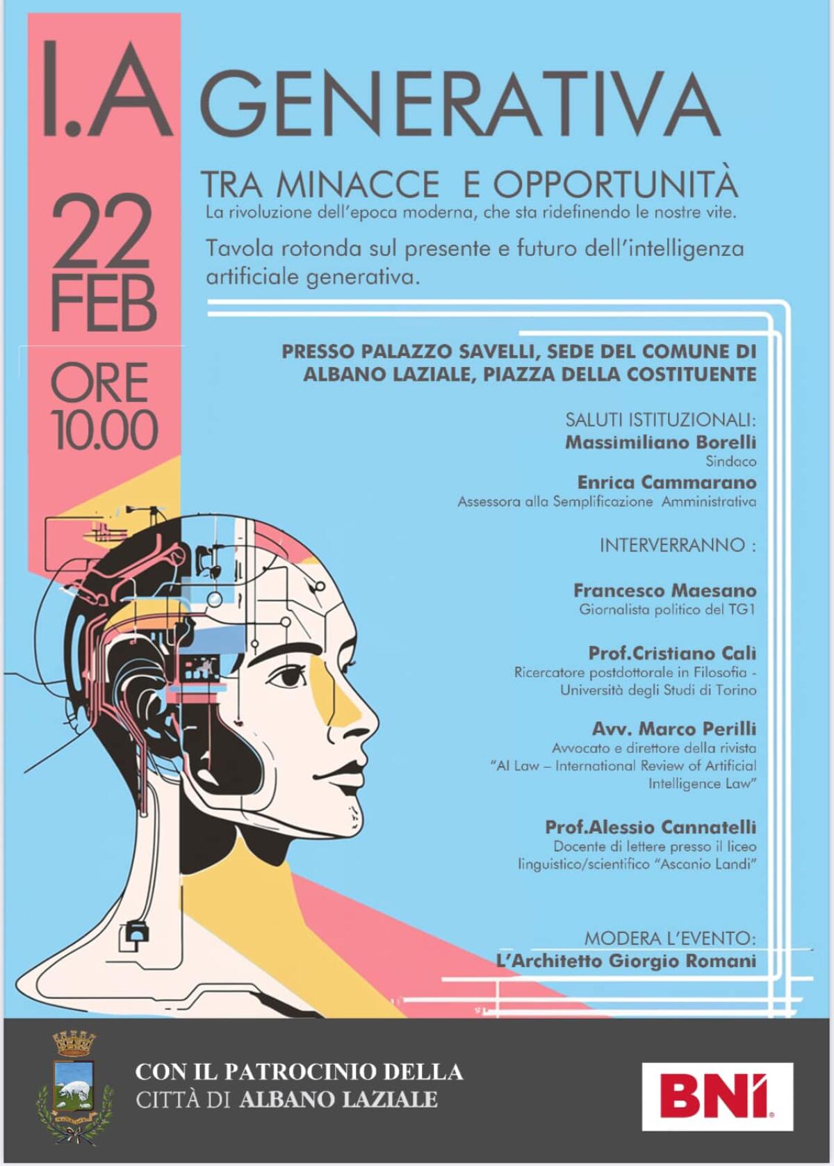 “Intelligenza Artificiale Generativa. Tra minacce e opportunità”. Ad Albano questo sabato una tavola rotonda. - 