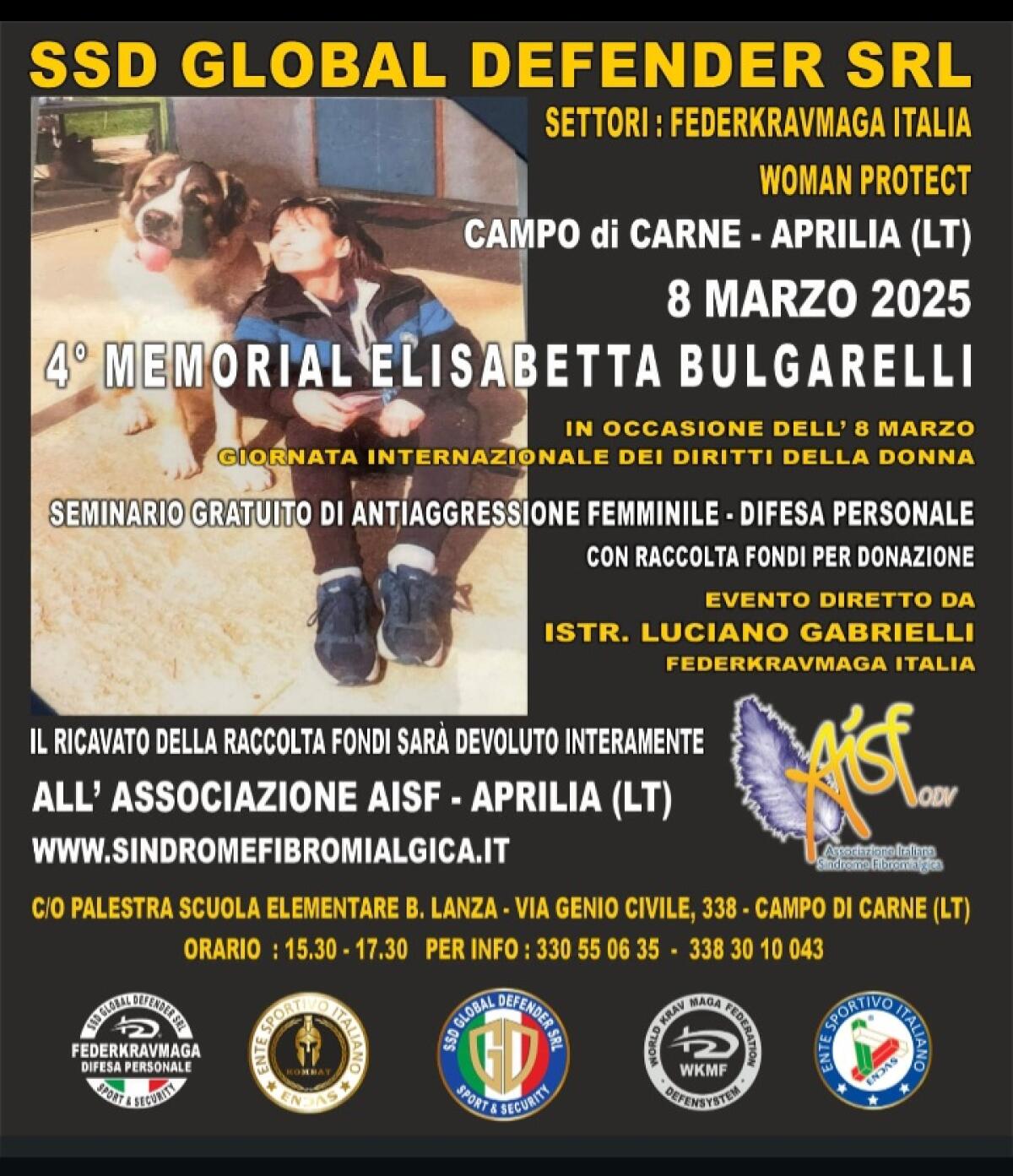 Ad Aprilia un seminario gratuito di difesa personale femminile. Il ricavato alla sezione locale dell’Aisf. - 
