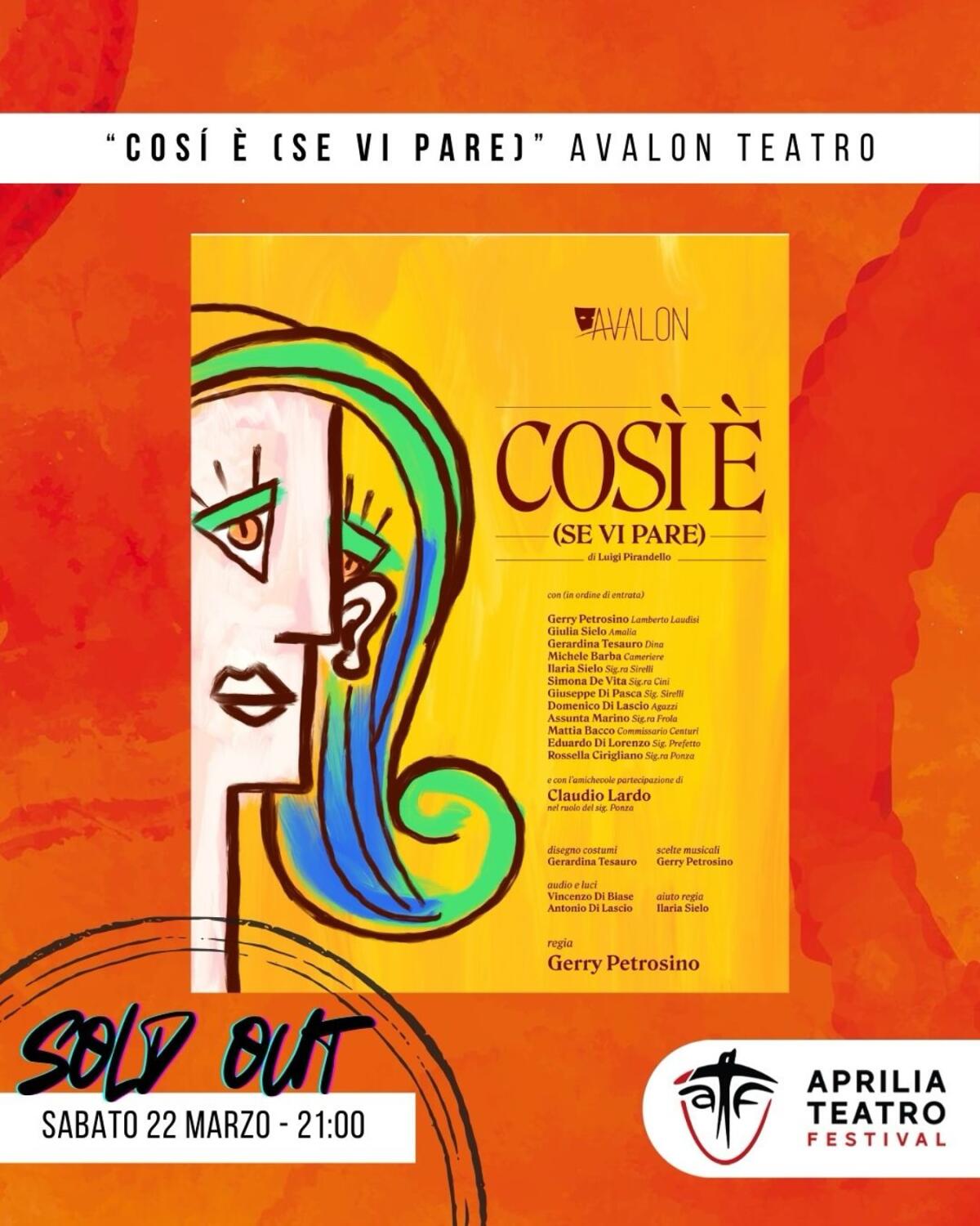 “Aprilia Teatro Festival”: sold out per “Così è (se vi pare)” in scena questo sabato. Prossimo appuntamento il 12 Aprile. - 