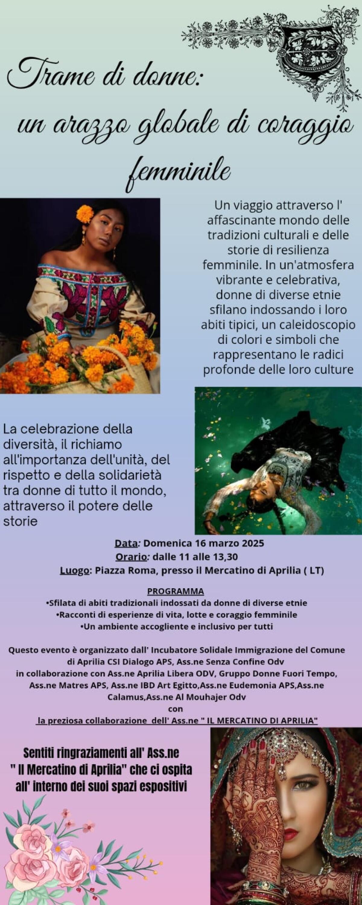 "Trame di donne": in Piazza ad Aprilia una sfilata di abiti tradizionali etnici ed il tradizionale mercatino. - 