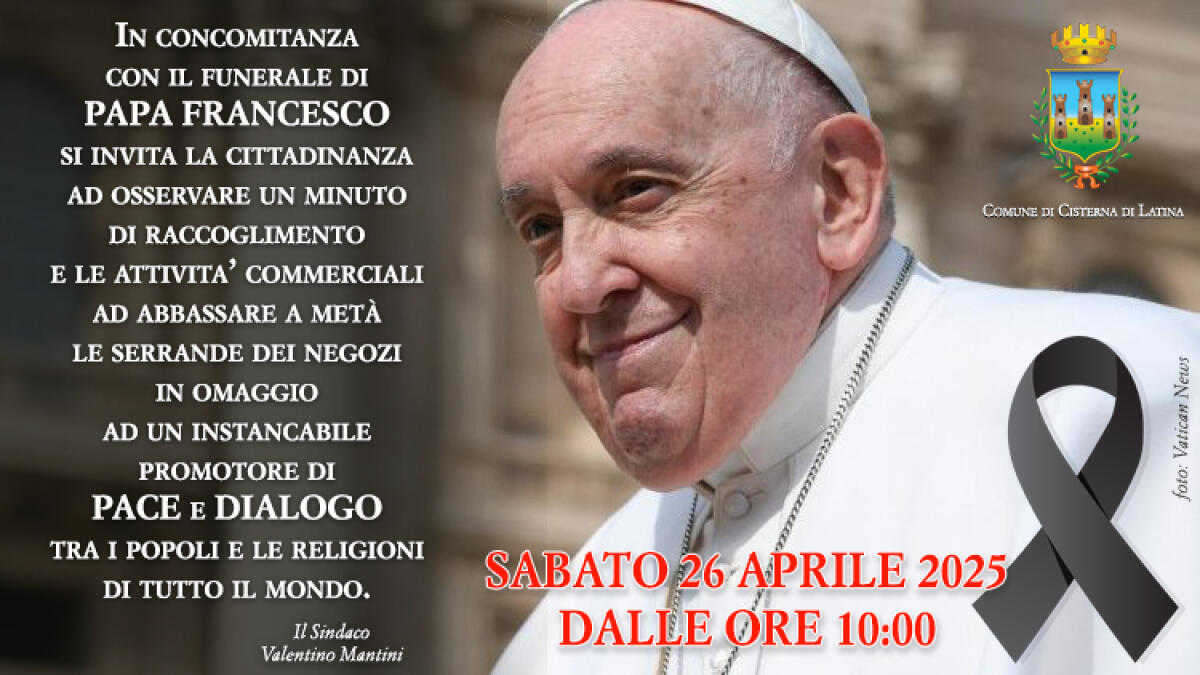 Papa Francesco, a Cisterna un minuto di silenzio e saracinesche abbassate durante i funerali - 