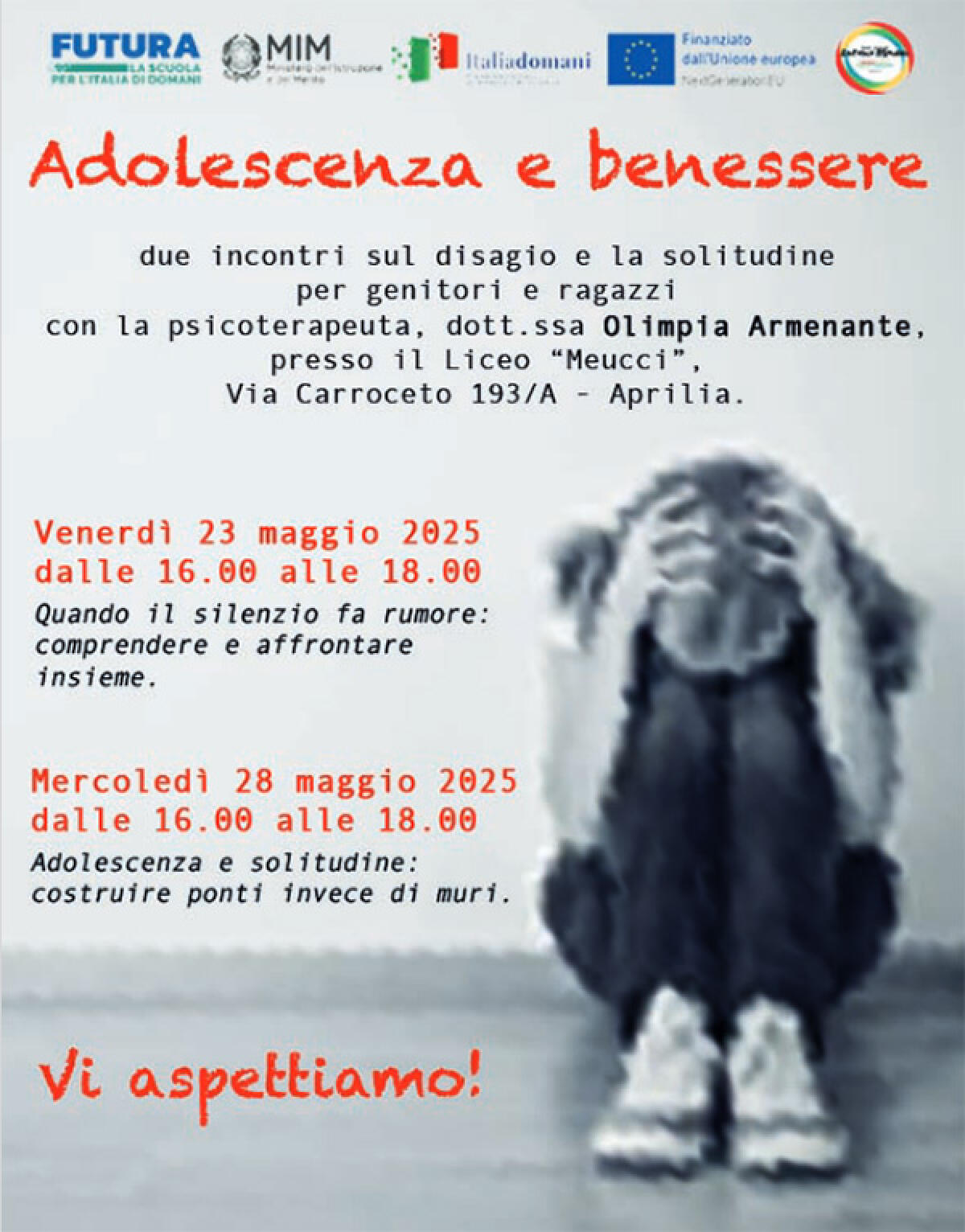 APRILIA - “Adolescenza e benessere: come affrontare il disagio e la solitudine”. Al liceo “Meucci” due incontri con una psicoterapeuta. - 