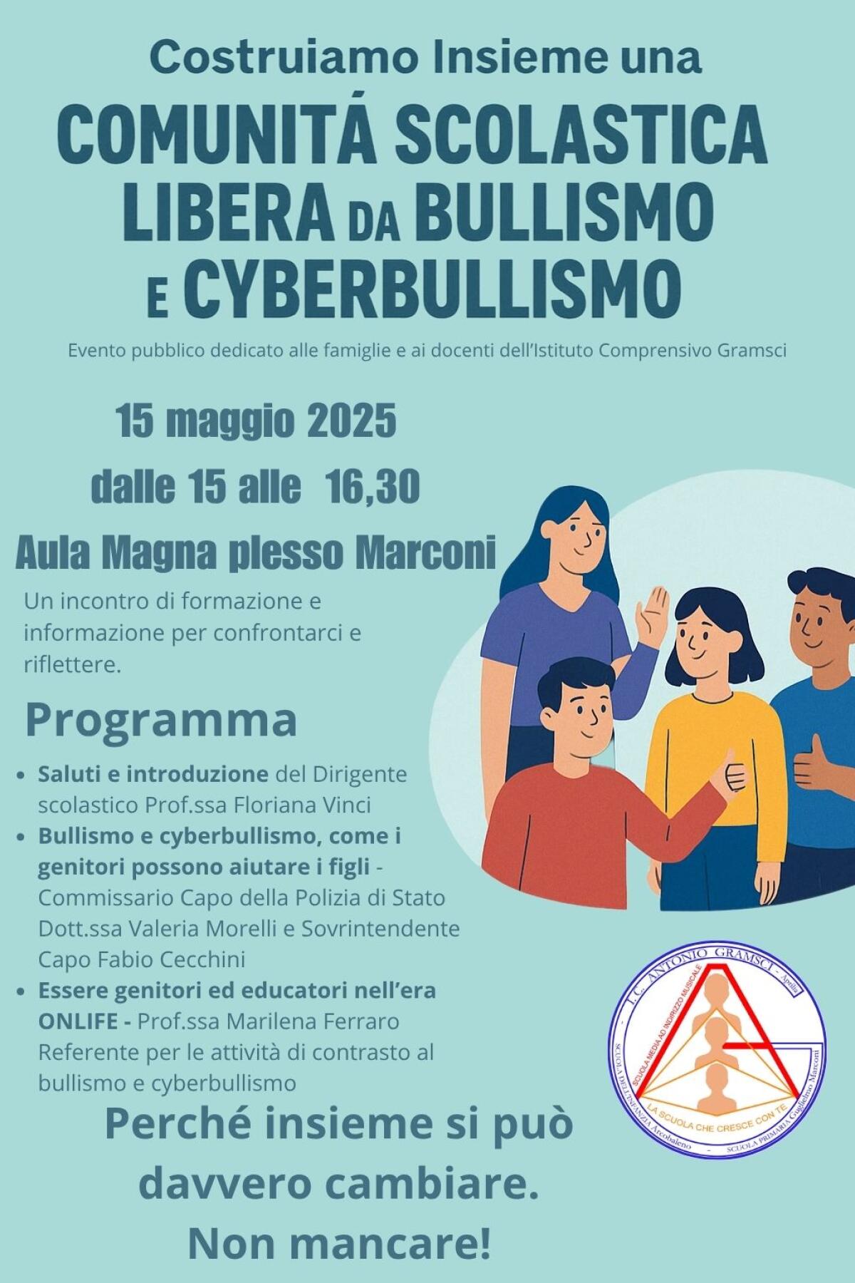 Bullismo, un incontro per approfondire dell'istituto Gramsci di Aprilia - 