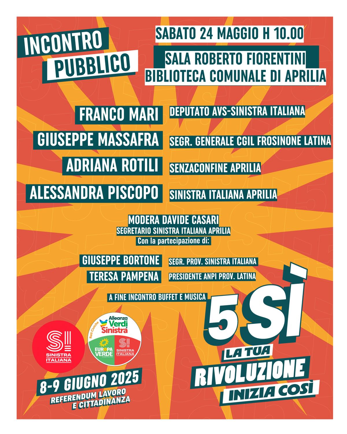 Referendum 2025: sabato incontro pubblico ad Aprilia - 