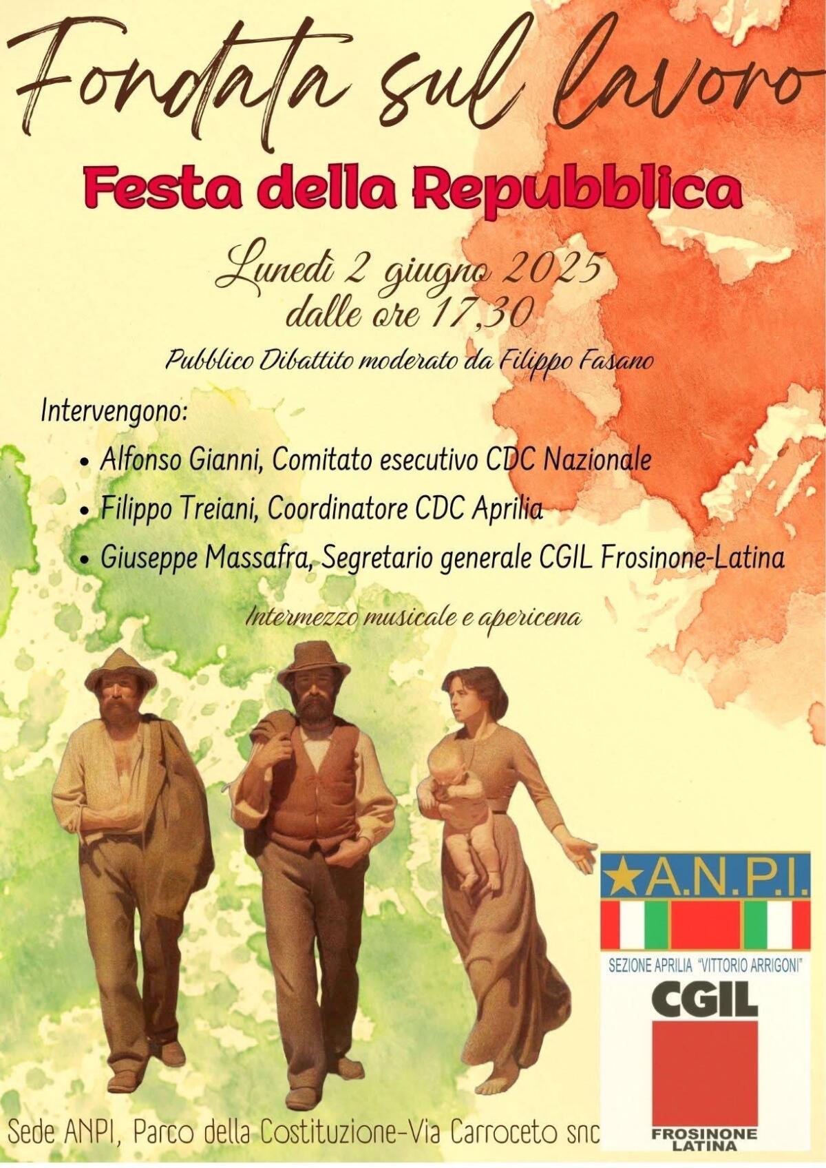 Festa della Repubblica, dibattito ad Aprilia con l’Anpi - 